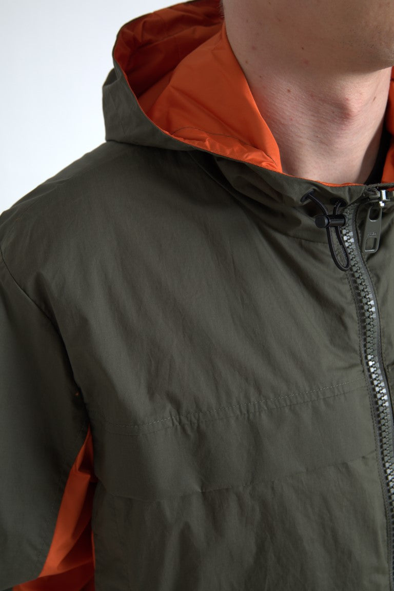 Елегантно яке с качулка и пълен цип на Dolce & Gabbana в зелено и оранжево