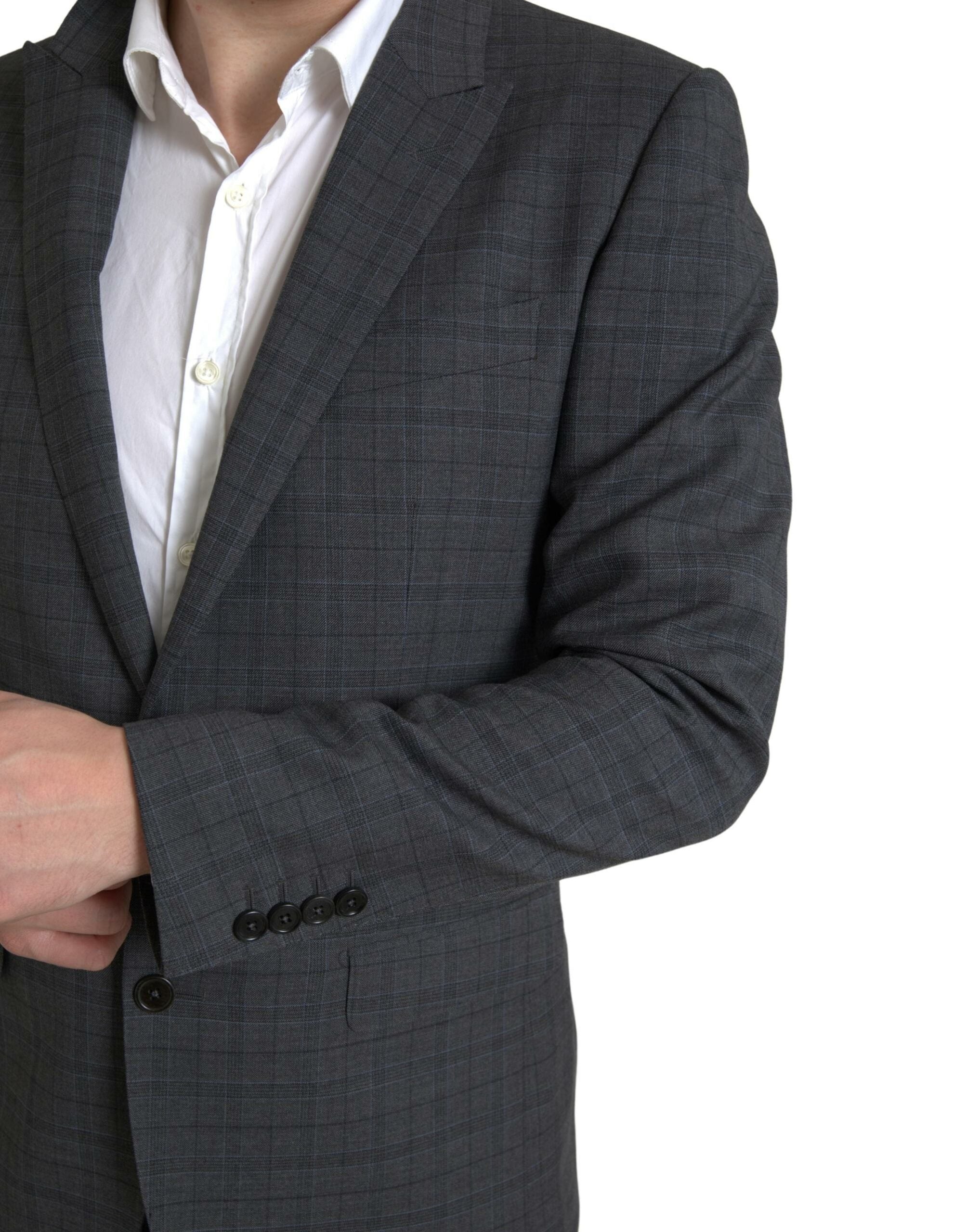 Dolce & Gabbana Елегантен сив кариран прилепнал костюм