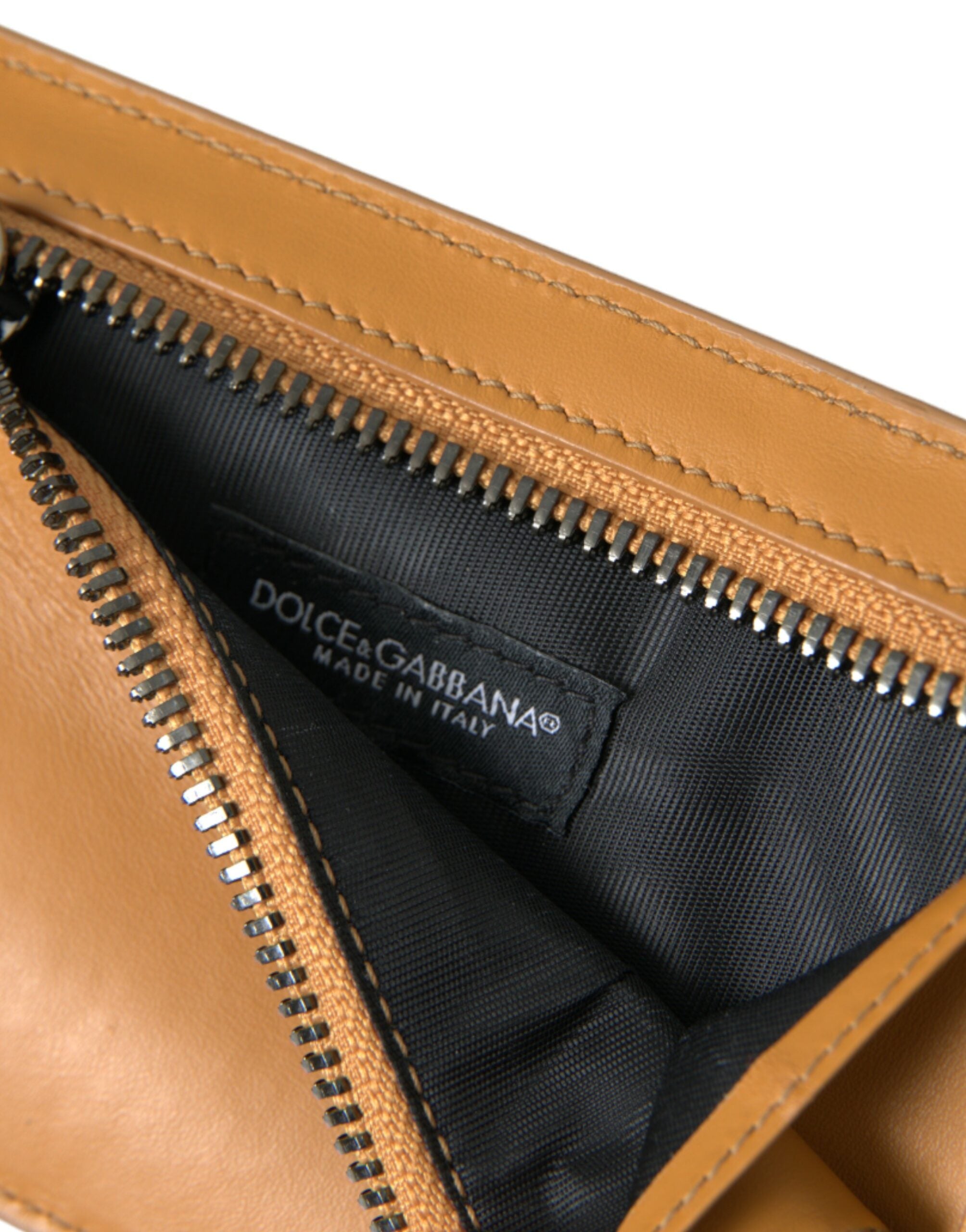 Dolce & Gabbana Елегантен портокалов държач за картички от телешка кожа