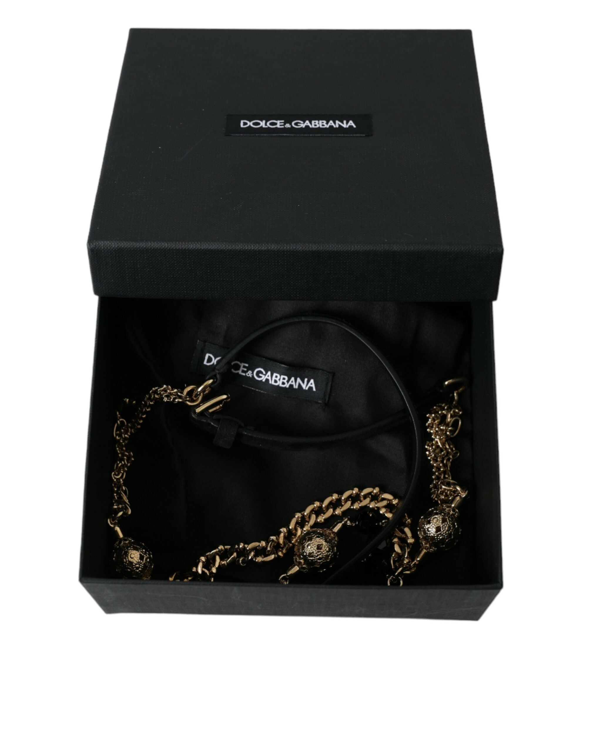 Dolce & Gabbana елегантен кристален кожен колан за талия