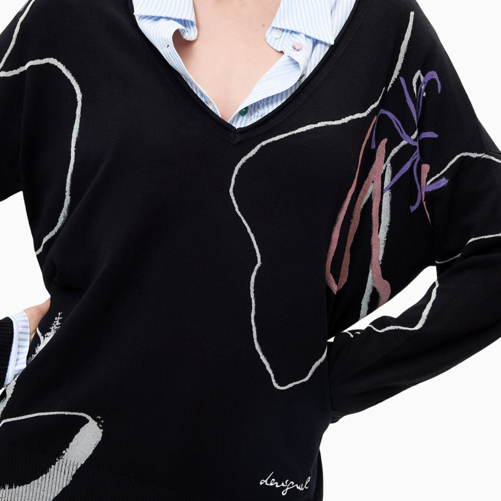 Дамски пуловер Desigual Women Sweater 26WWJF29 2000 Close-Up