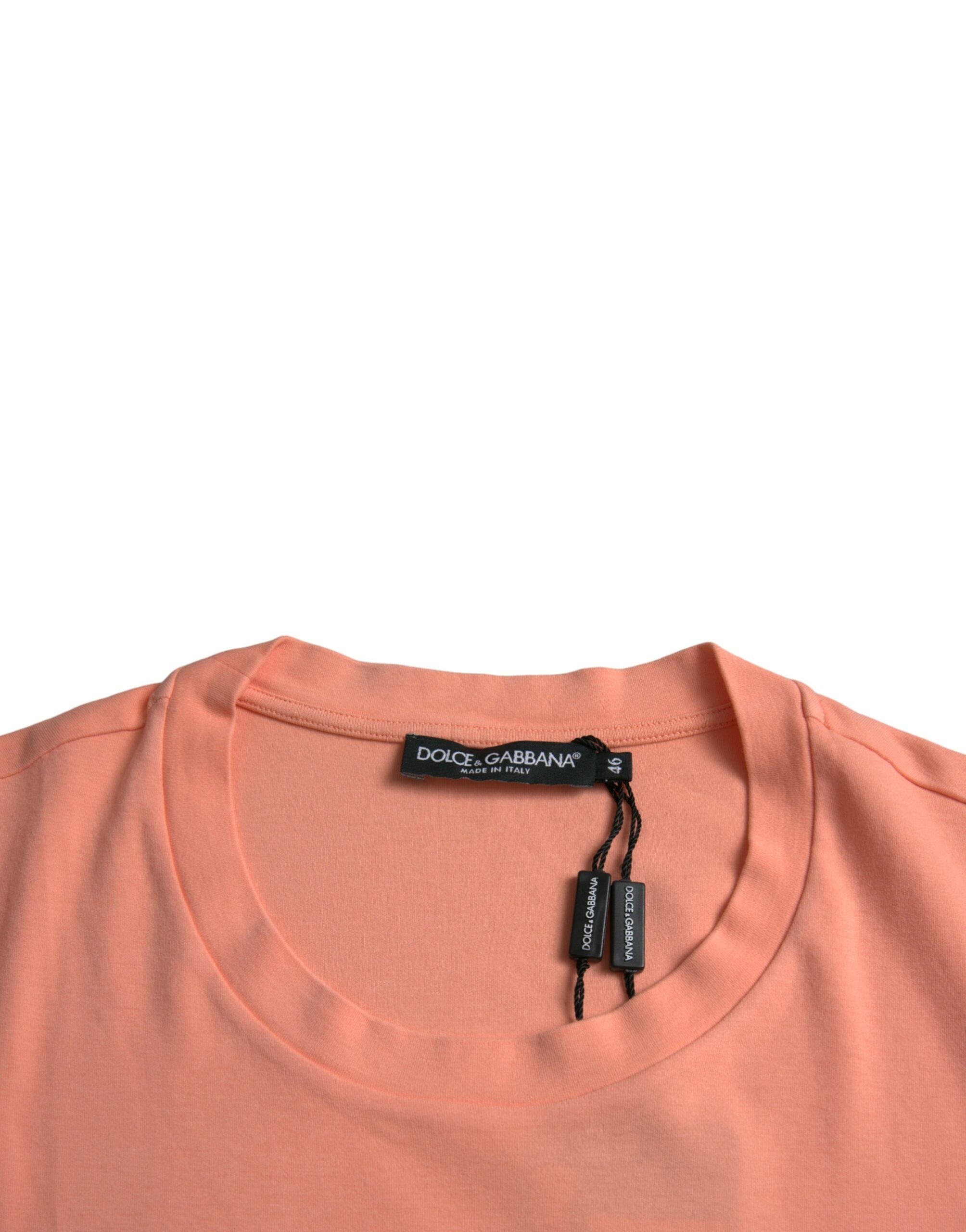 Тениска с къс ръкав Dolce & Gabbana Coral Cotton Logo Print