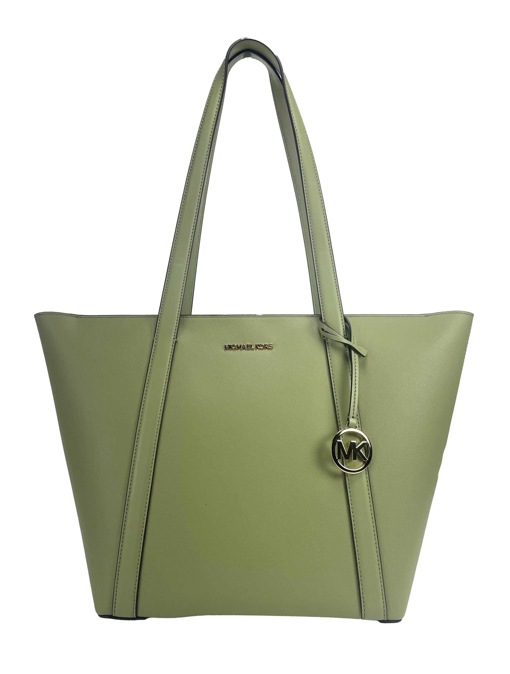 Голяма чанта Pratt с цип на рамо Michael Kors Light Sage