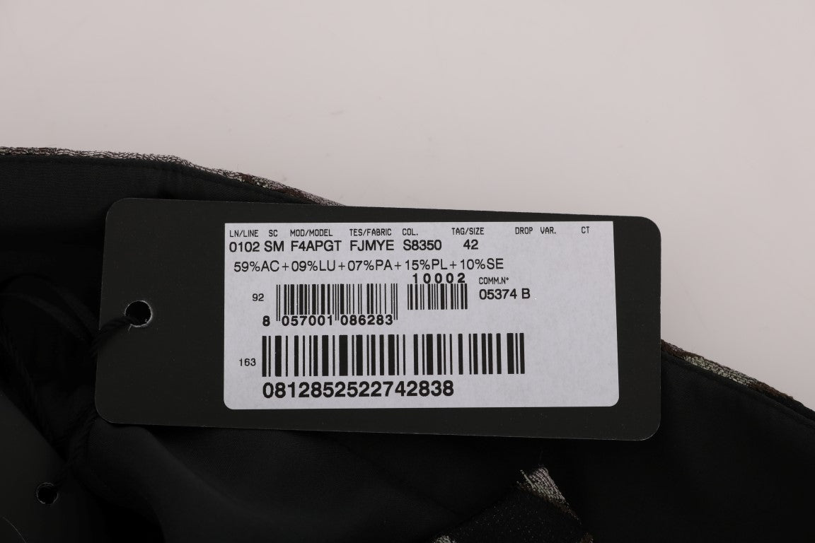 Dolce & Gabbana Елегантна черна права пола със сребристо-флорални мотиви