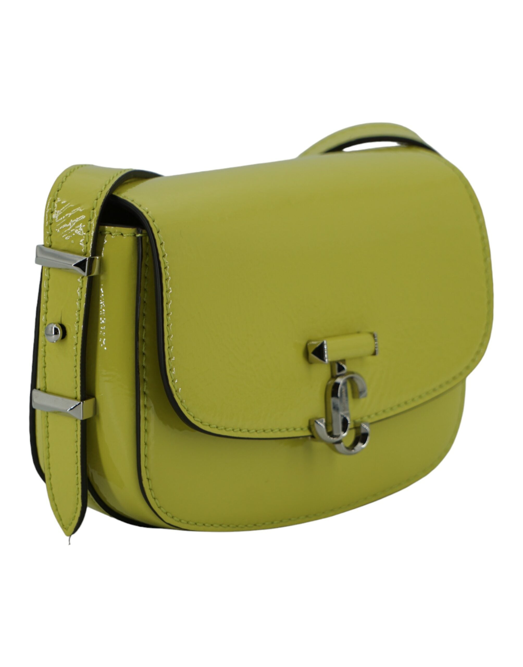 Jimmy Choo Lime Yellow кожена малка чанта през рамо