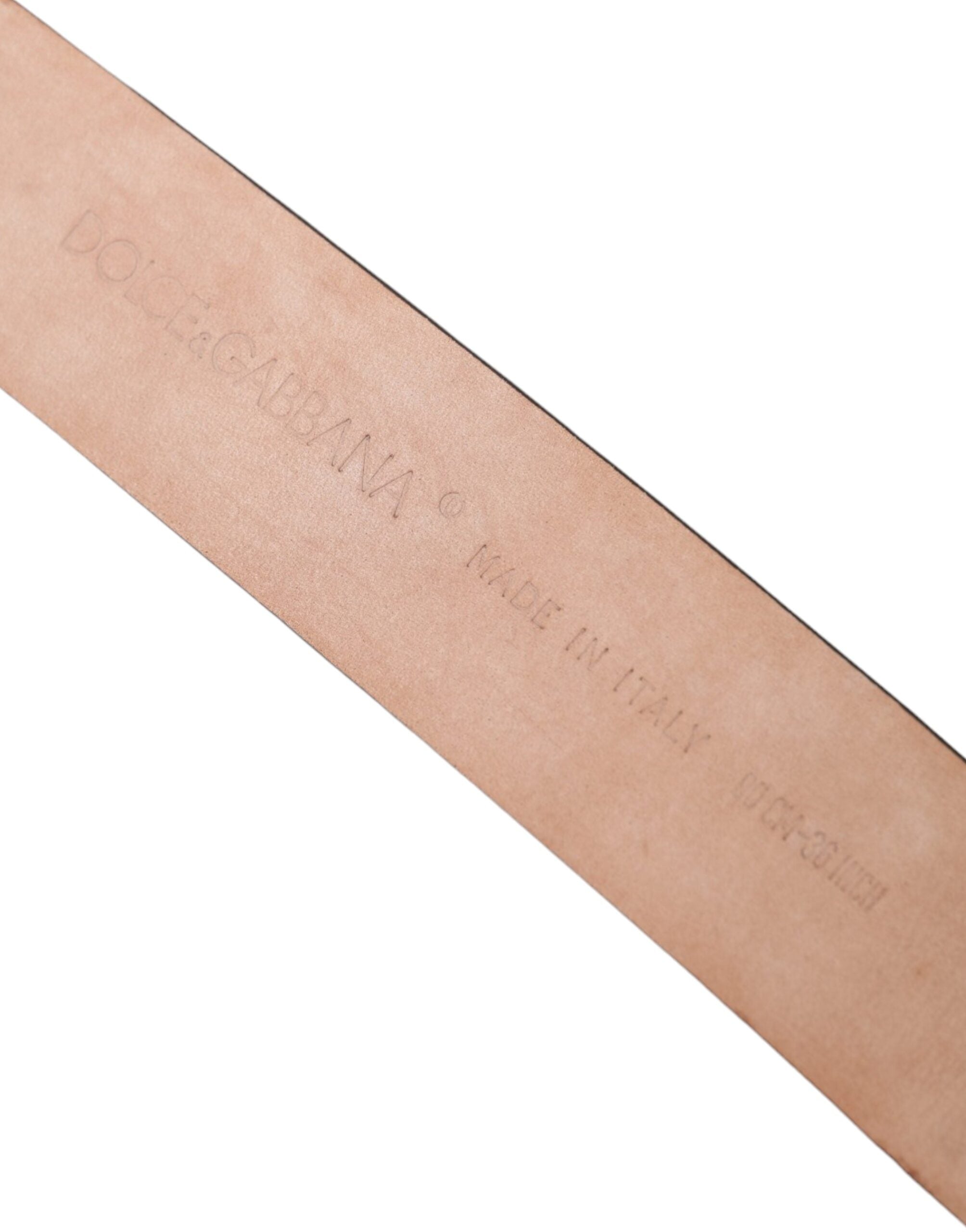 Dolce & Gabbana кафяв екзотичен кожен колан със сребриста метална катарама