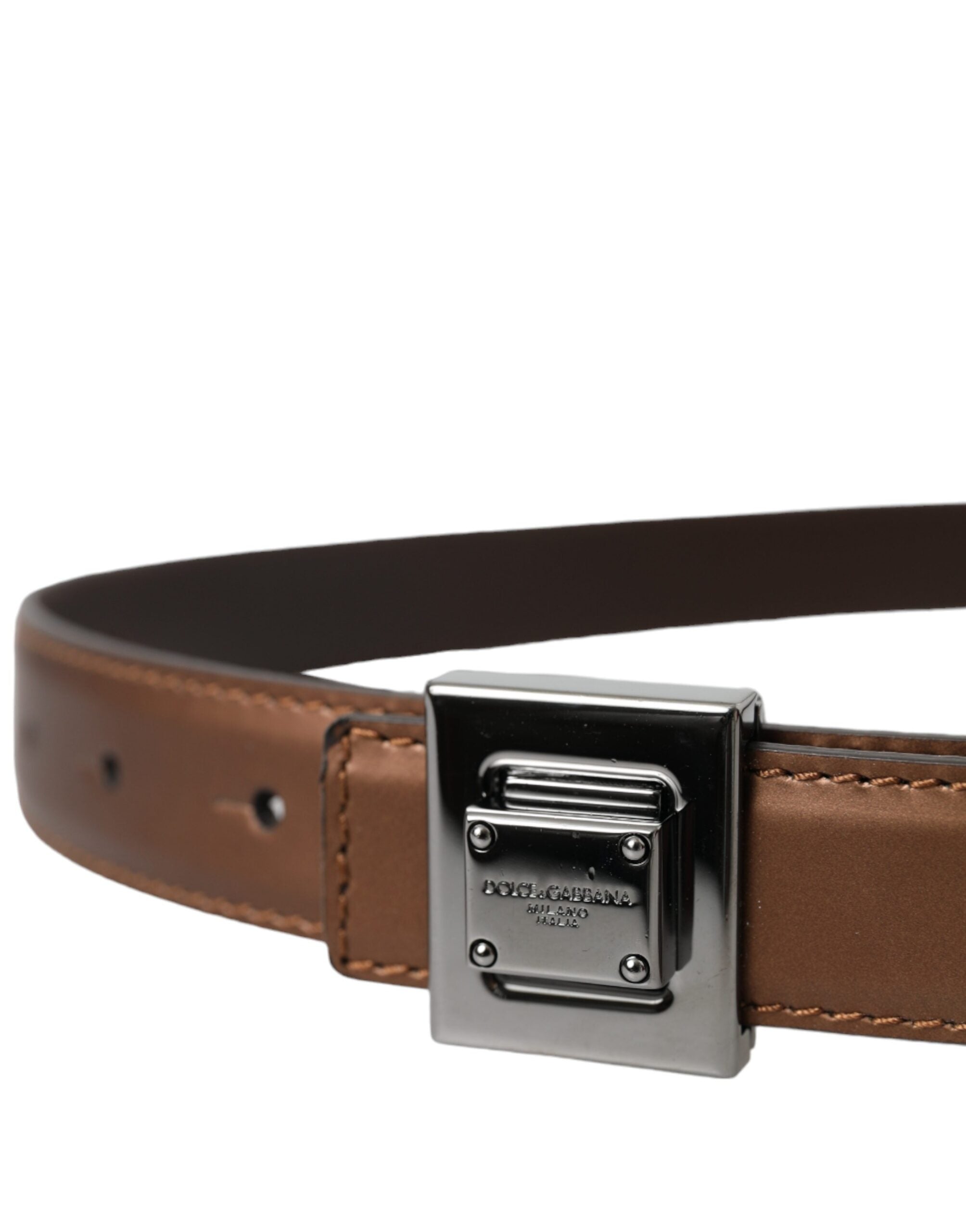 Дамски луксозен колан от естествена кожа Women’s luxury leather belt Dolce & Gabbana in bronze color
