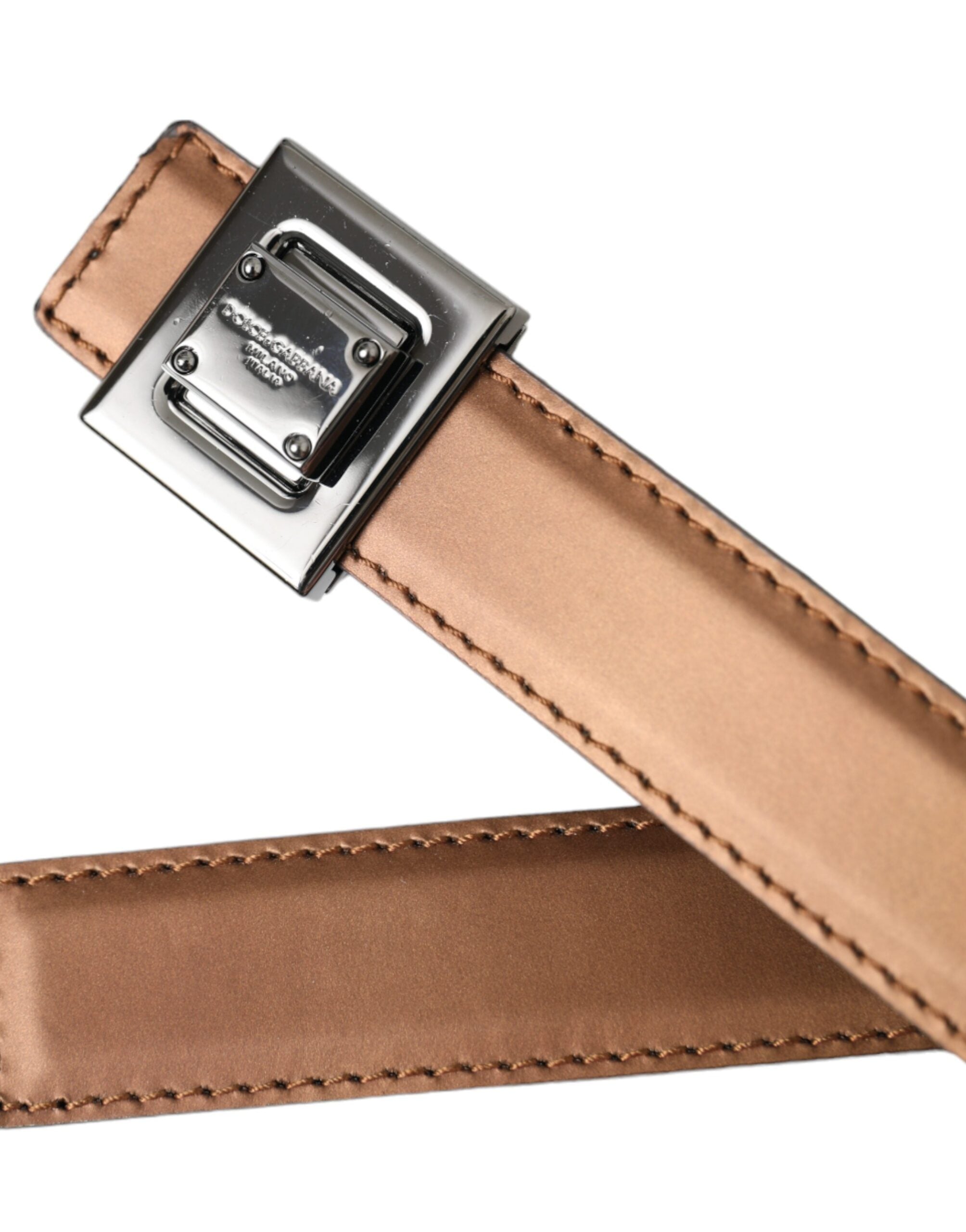 Дамски луксозен колан от естествена кожа Women’s luxury leather belt Dolce & Gabbana in bronze color