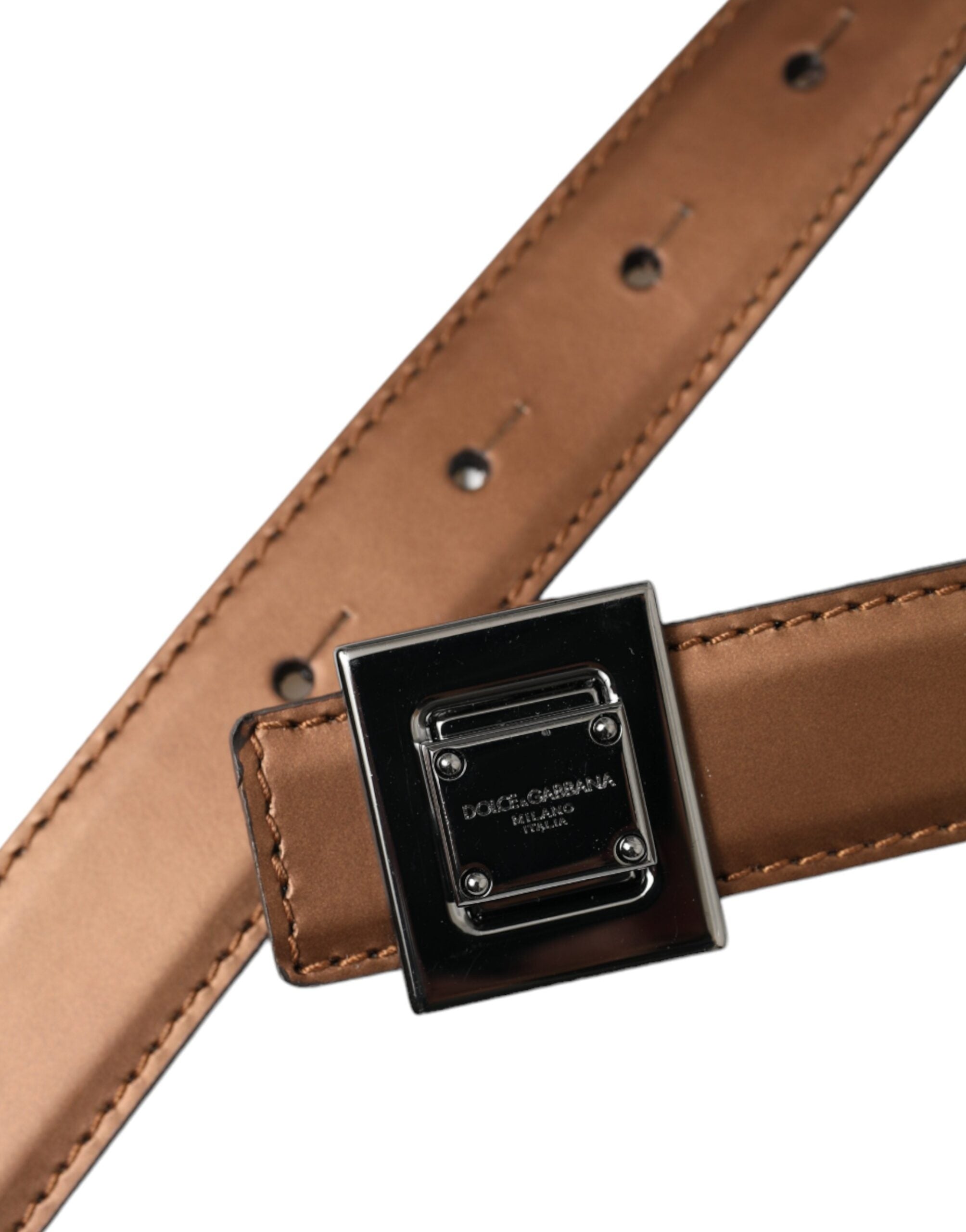 Дамски луксозен колан от естествена кожа Women’s luxury leather belt Dolce & Gabbana in bronze color