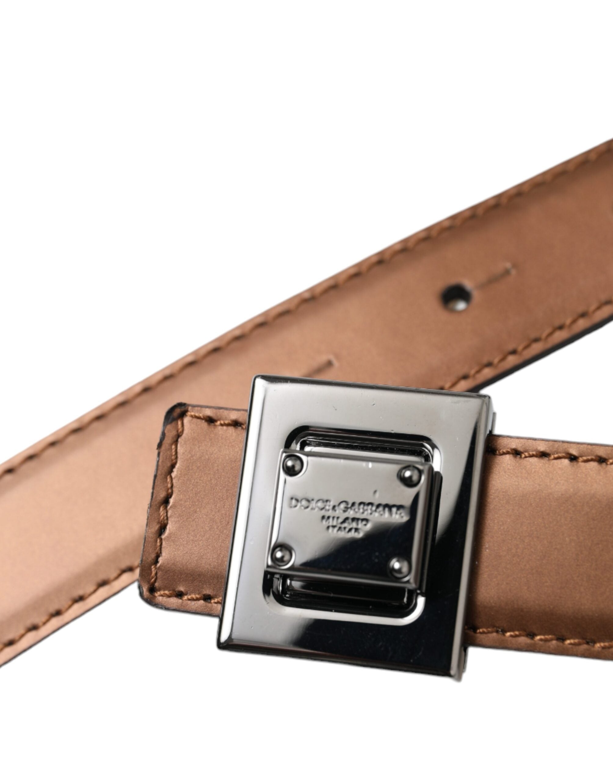 Дамски луксозен колан от естествена кожа Women’s luxury leather belt Dolce & Gabbana in bronze color