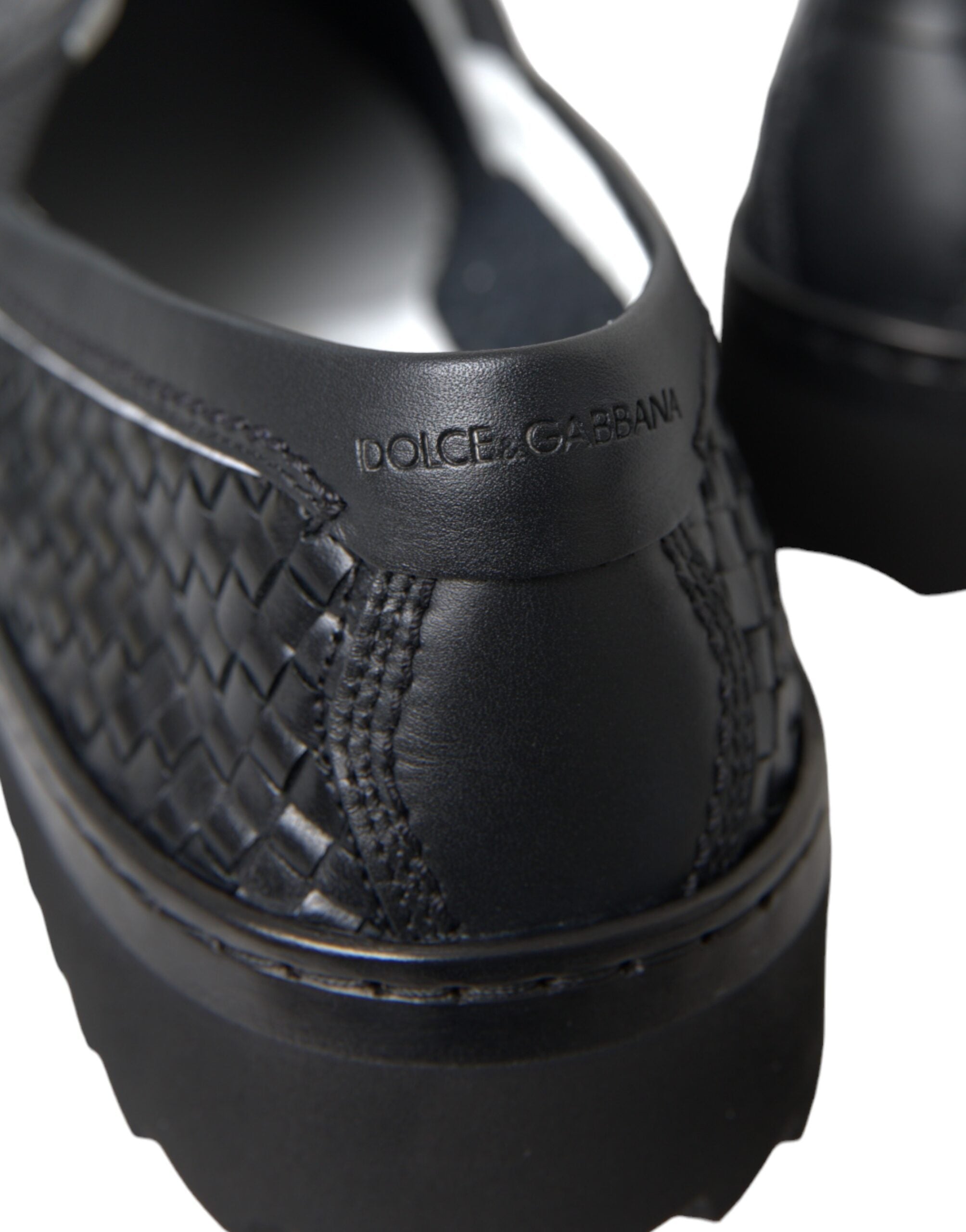 Мъжки мокасини от черна тъкана биволска кожа Dolce & Gabbana