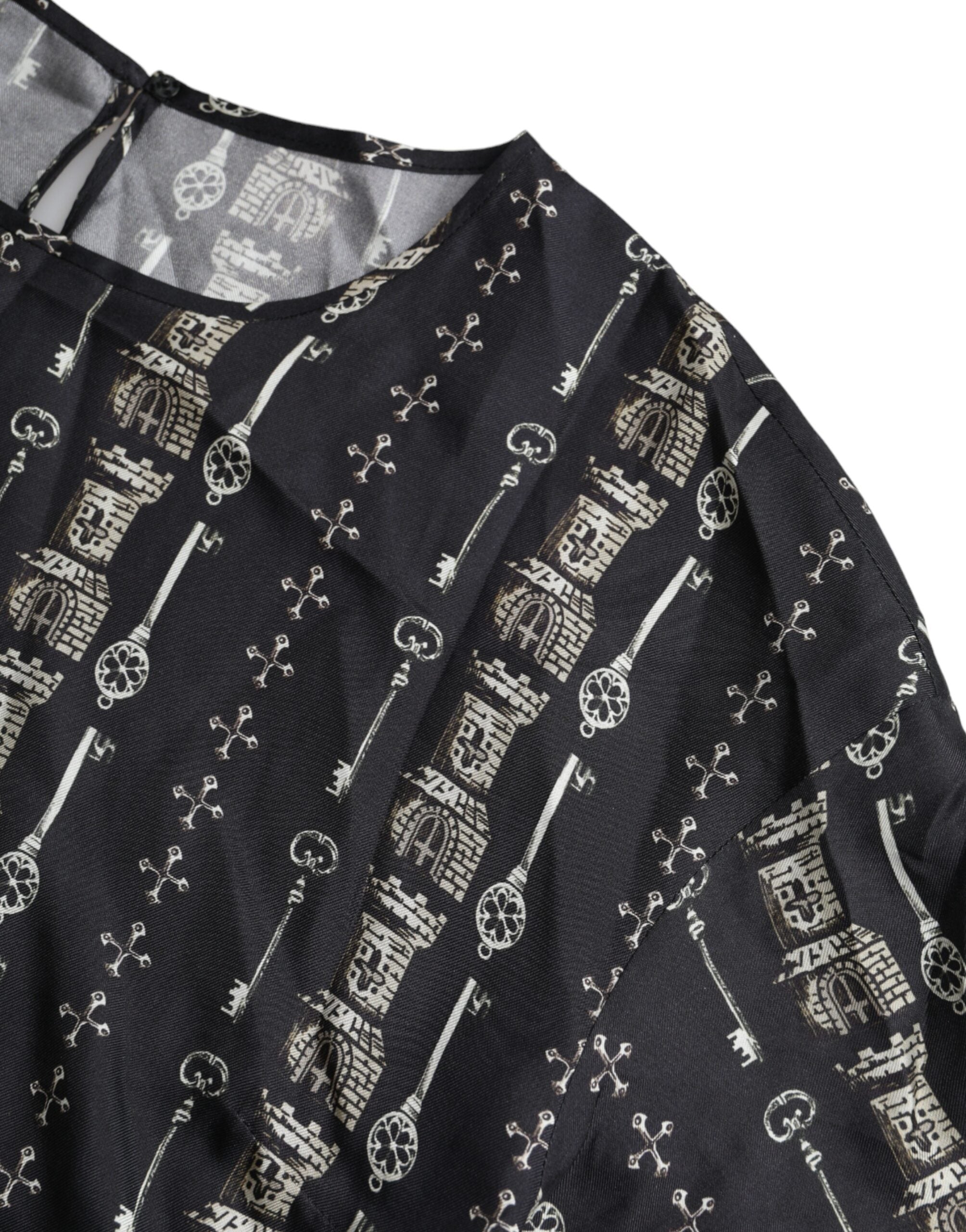 Копринена блуза с принт на черни ключове Dolce & Gabbana