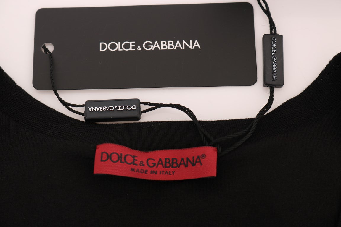 Dolce & Gabbana Черна блуза Cami с флорални пайети