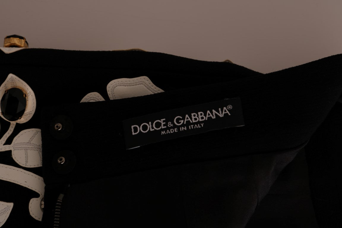 Dolce & Gabbana черно-бяла флорална барокова кристална пола-молив