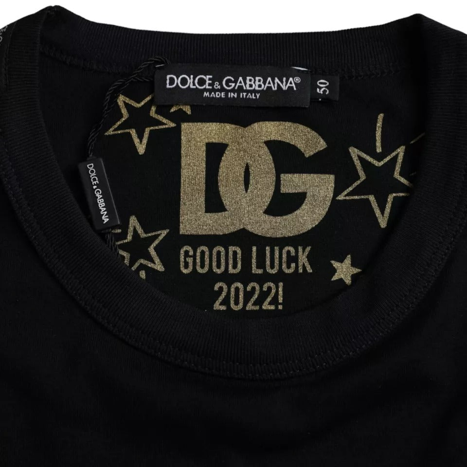 Черна памучна мъжка тениска с кръгло деколте и къси ръкави Dolce & Gabbana