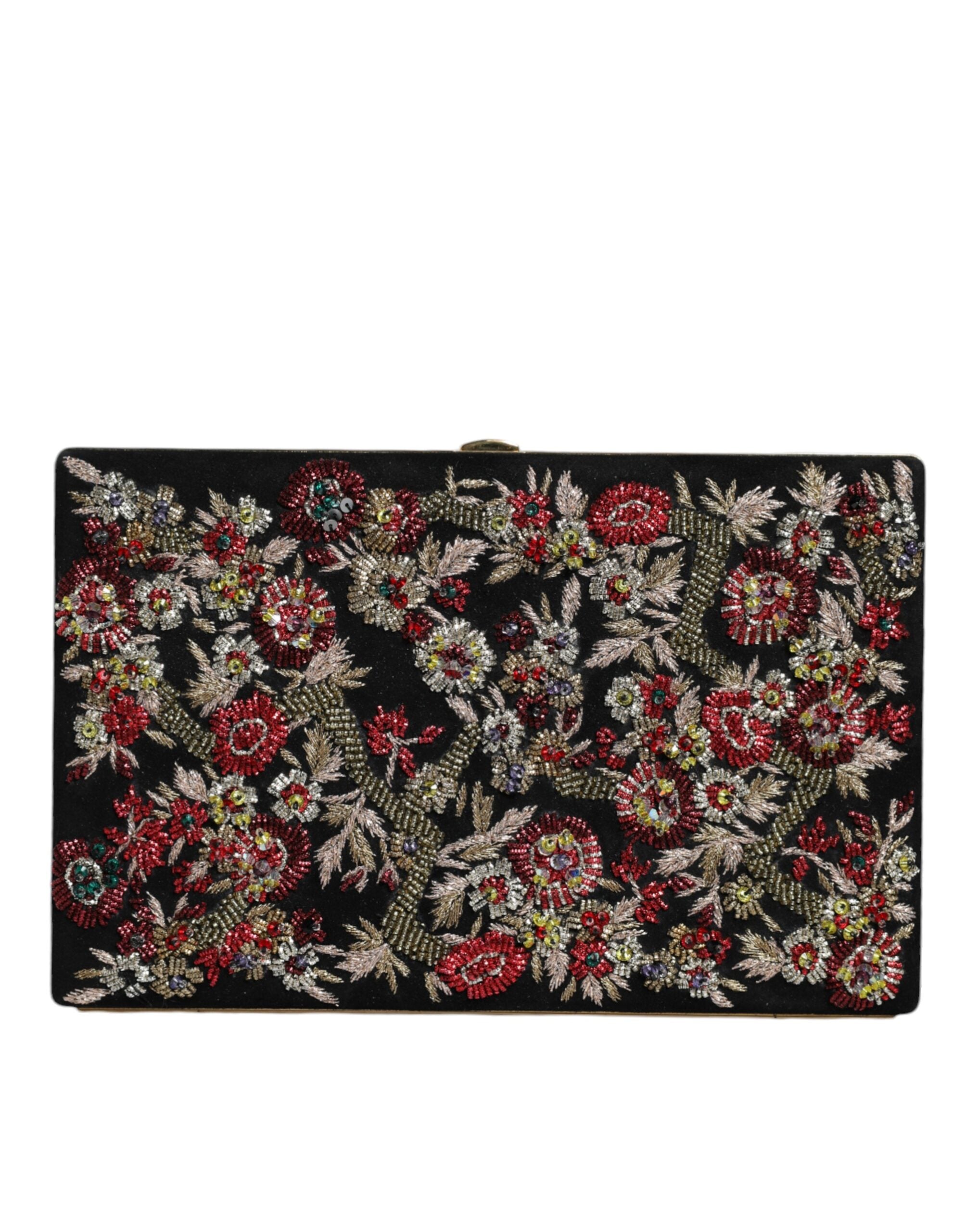 Dolce & Gabbana Multicolor Floral Gold Frame Clutch вечерна чанта портмоне
