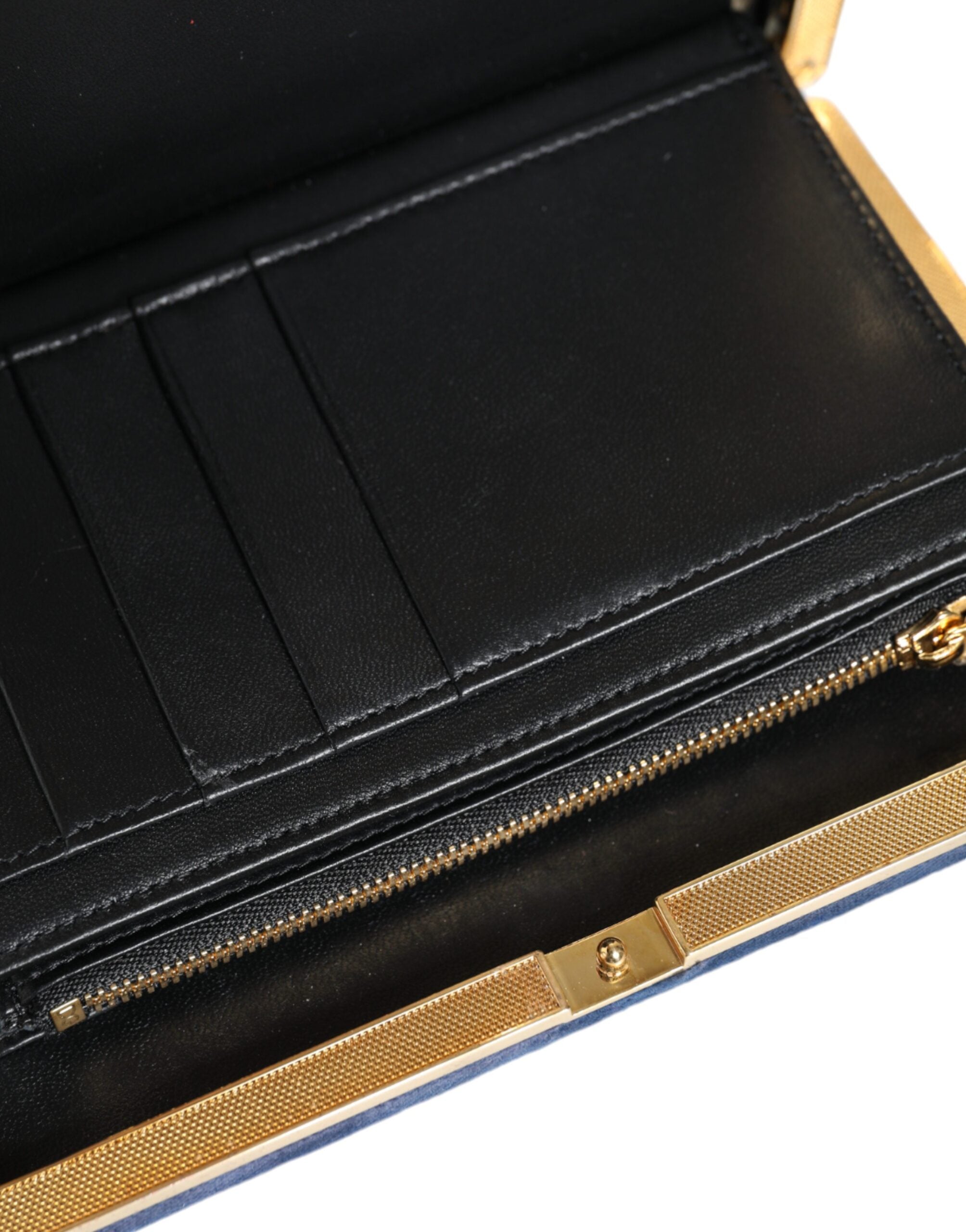 Dolce & Gabbana Blue Velvet Gold Frame Clutch Вечерна чанта за парти