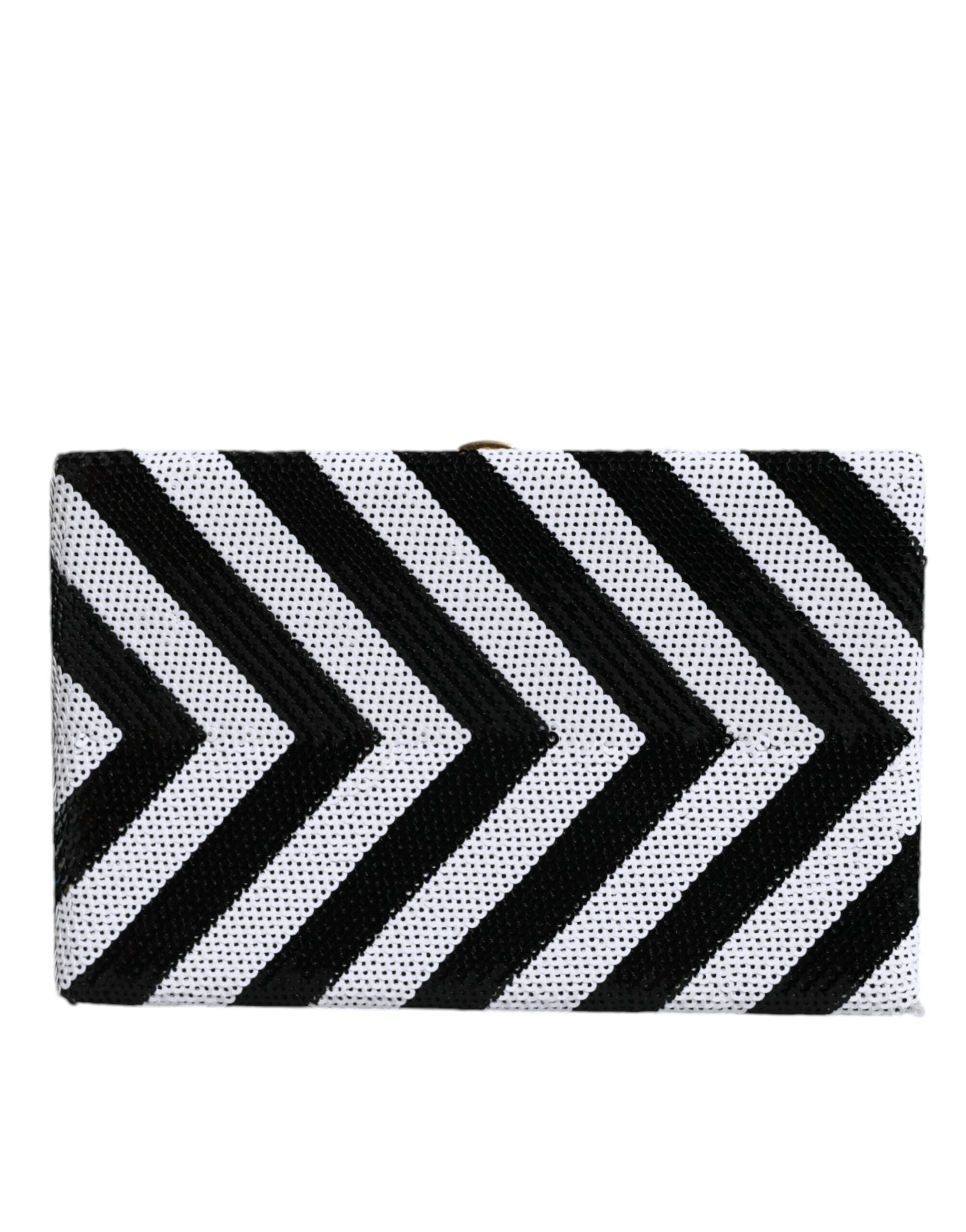 Dolce & Gabbana Black White Gold Frame Clutch Вечерна чанта за парти