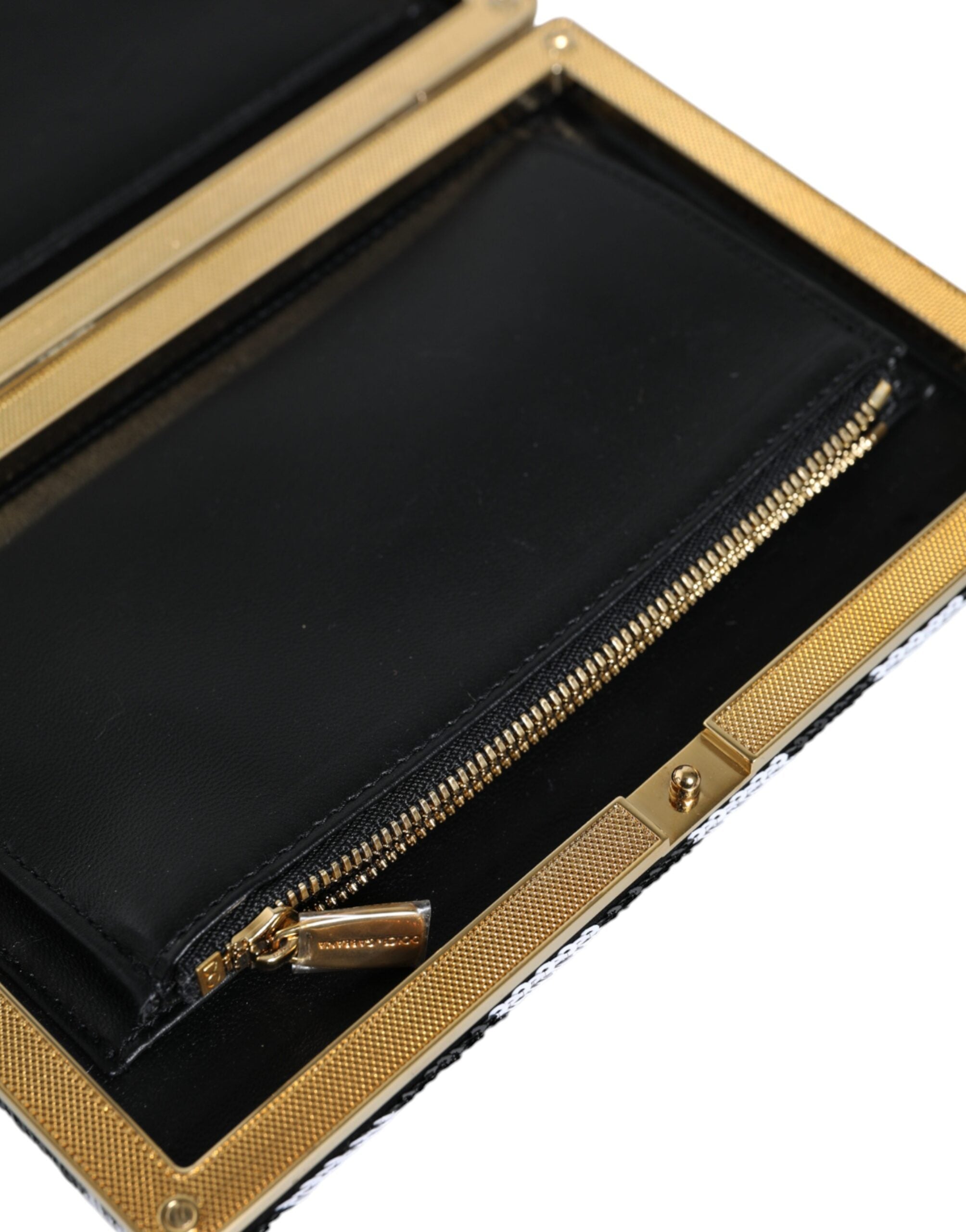 Dolce & Gabbana Black White Gold Frame Clutch Вечерна чанта за парти