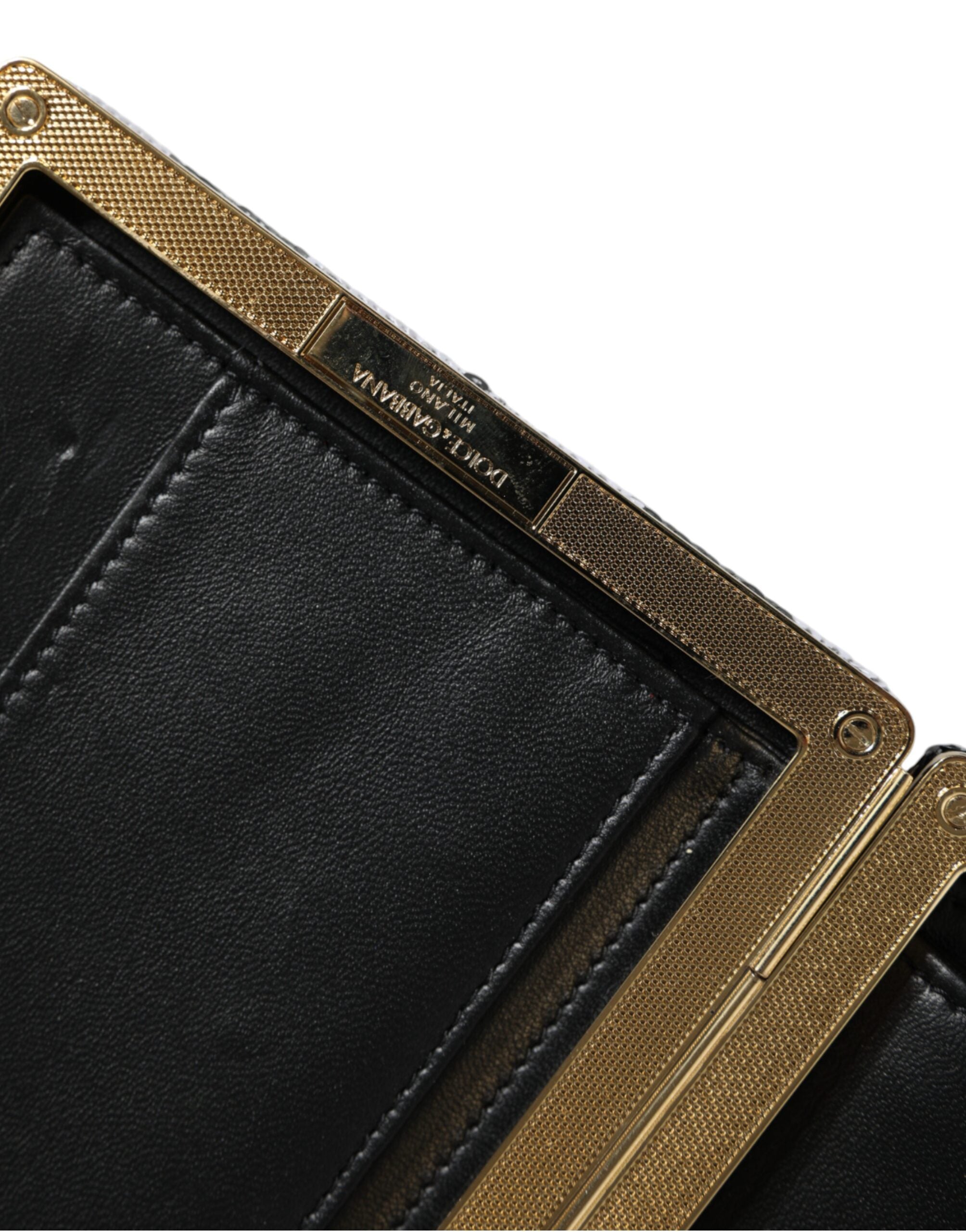 Dolce & Gabbana Black White Gold Frame Clutch Вечерна чанта за парти