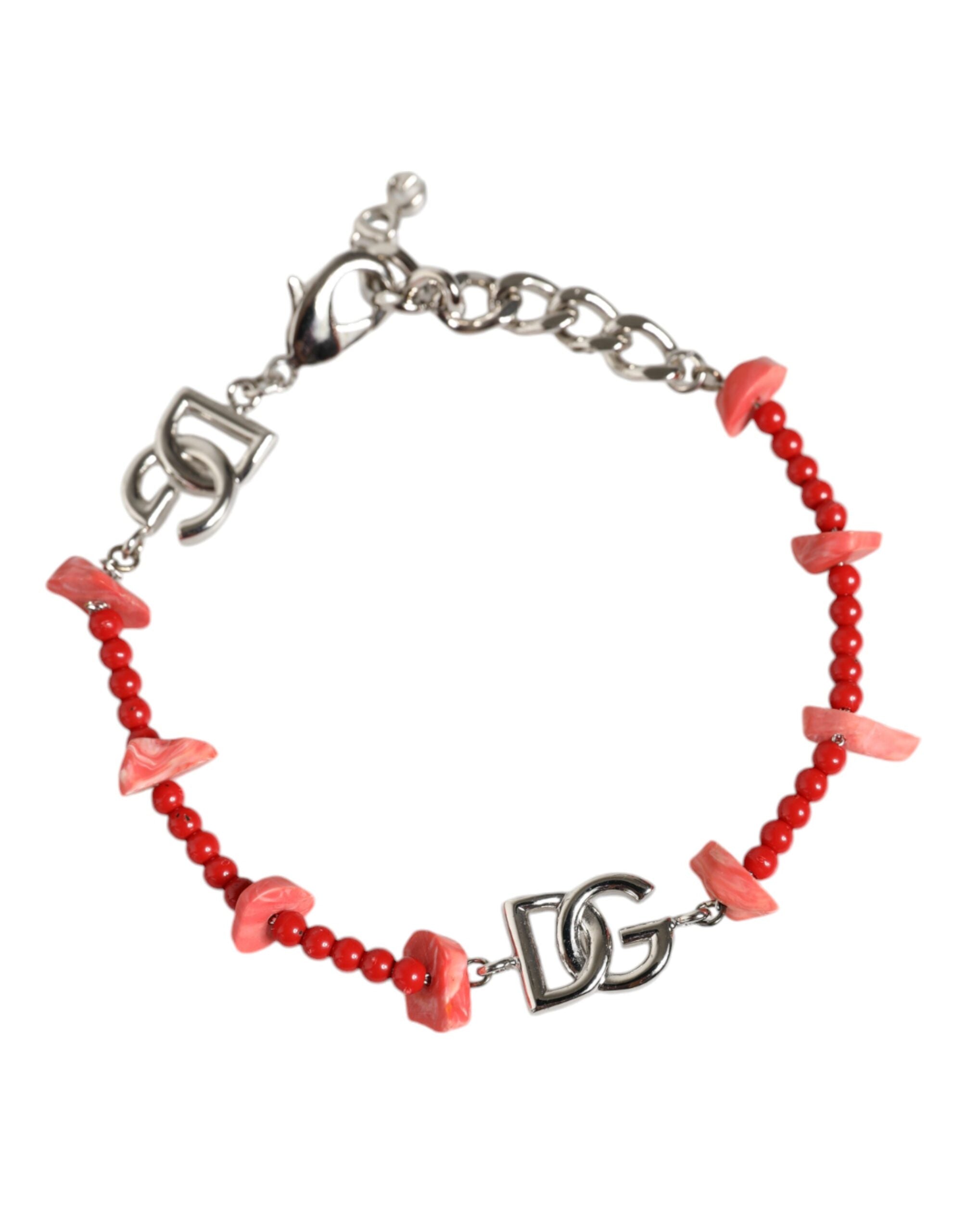 Dolce & Gabbana Гривна с верижка от месинг и мъниста с лого DG