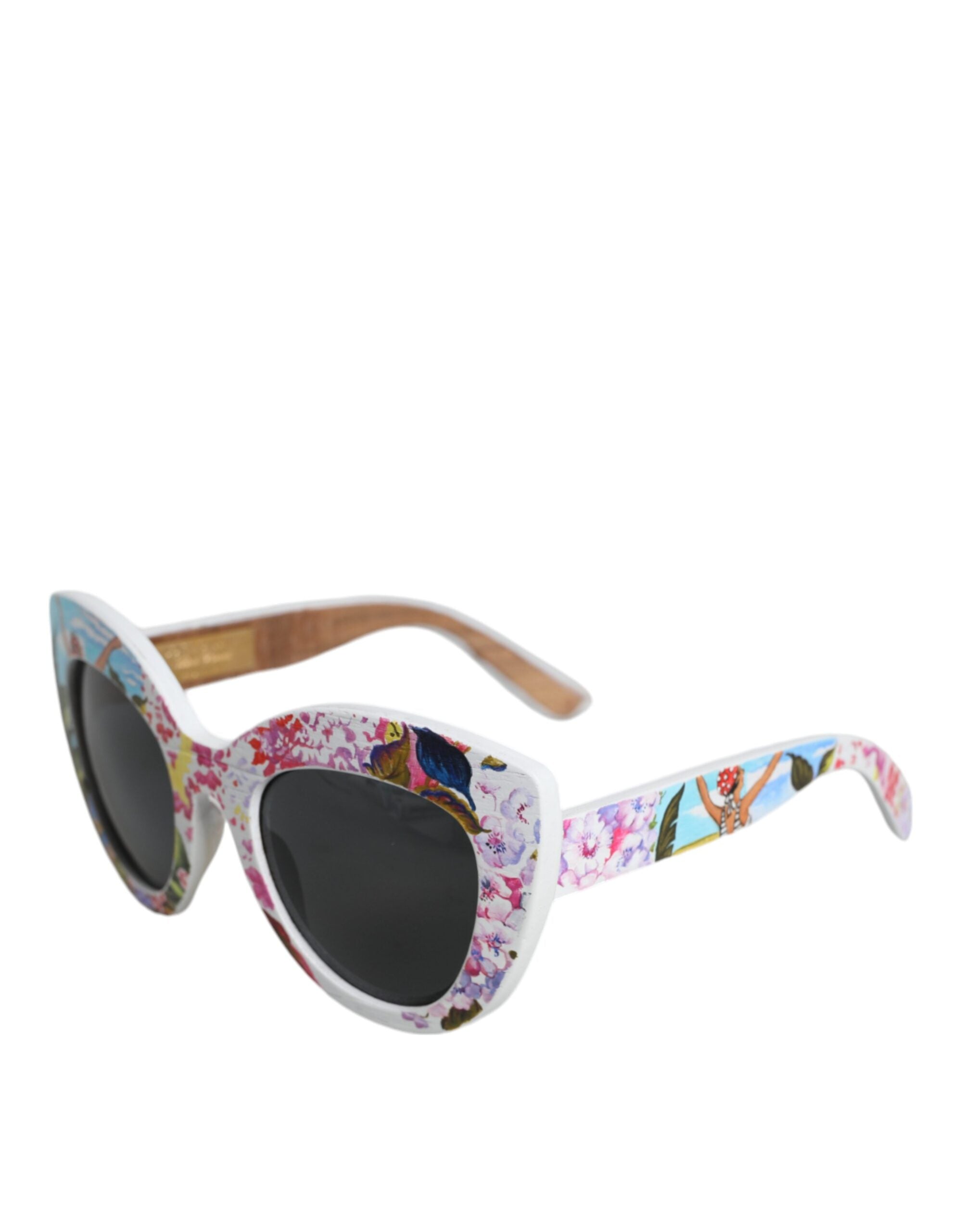 Dolce & Gabbana многоцветни дървени кристални месингови рамки с флорални ръчно рисувани слънчеви очила