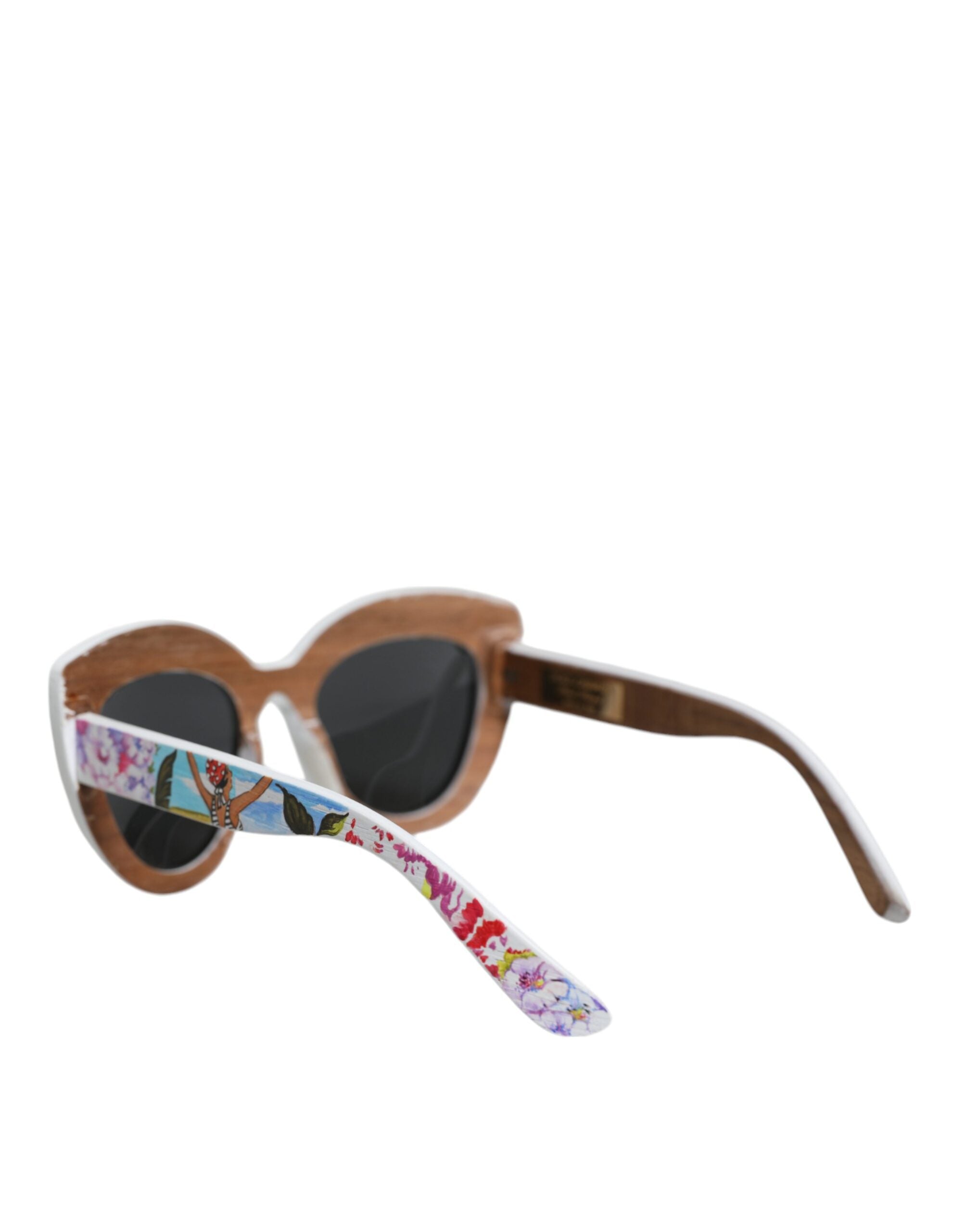 Dolce & Gabbana многоцветни дървени кристални месингови рамки с флорални ръчно рисувани слънчеви очила