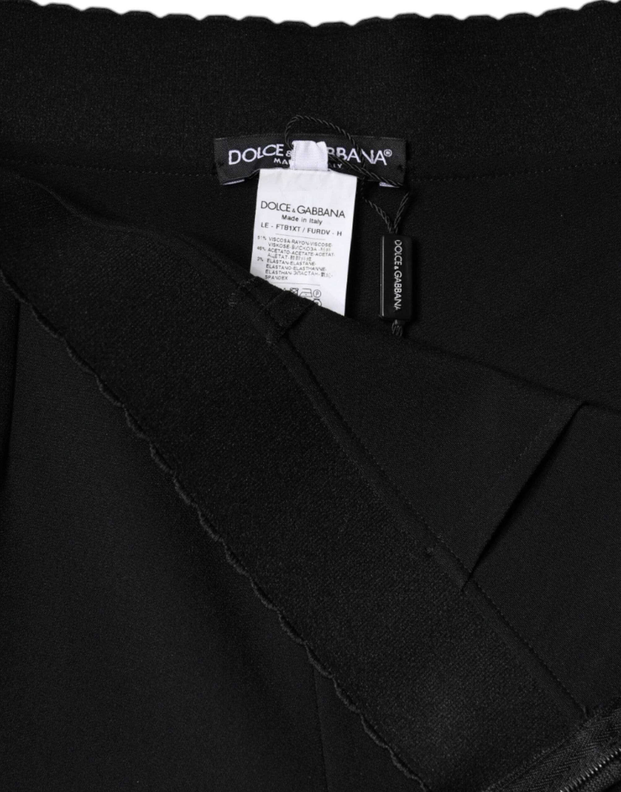 Dolce & Gabbana Черни стеснени панталони от вискоза с висока талия