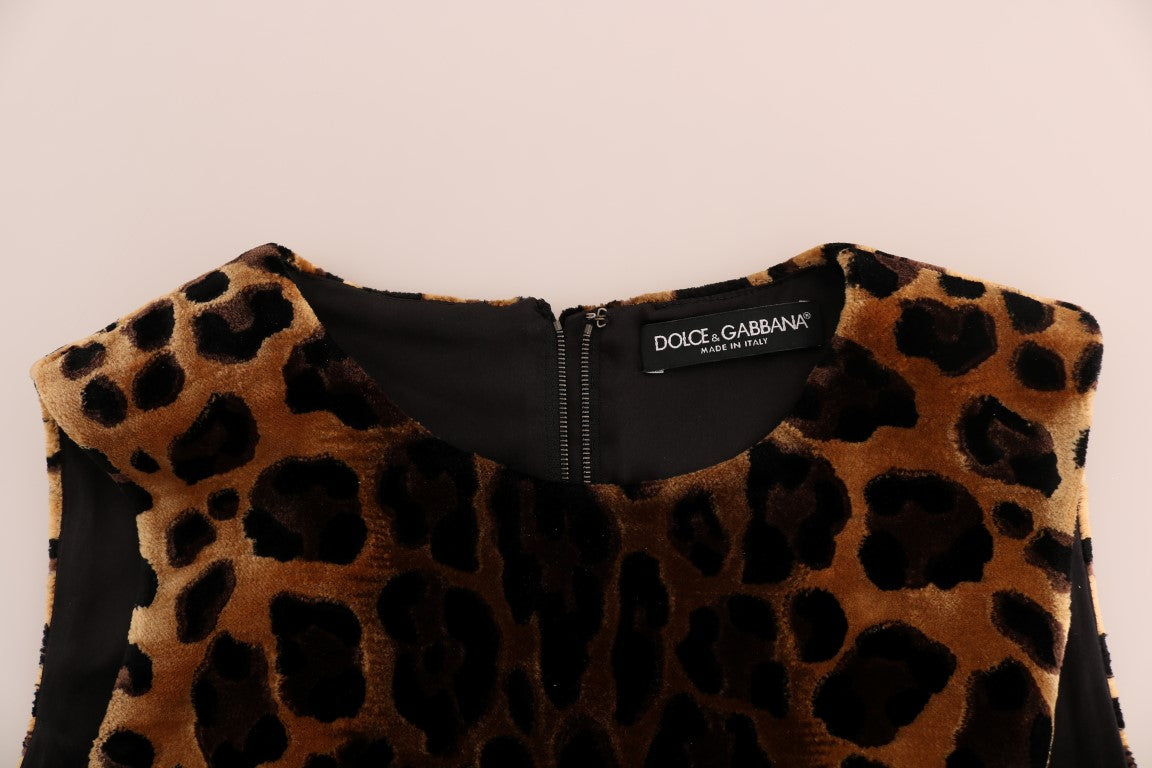 Dolce & Gabbana мини рокля-калъф с леопард без ръкави