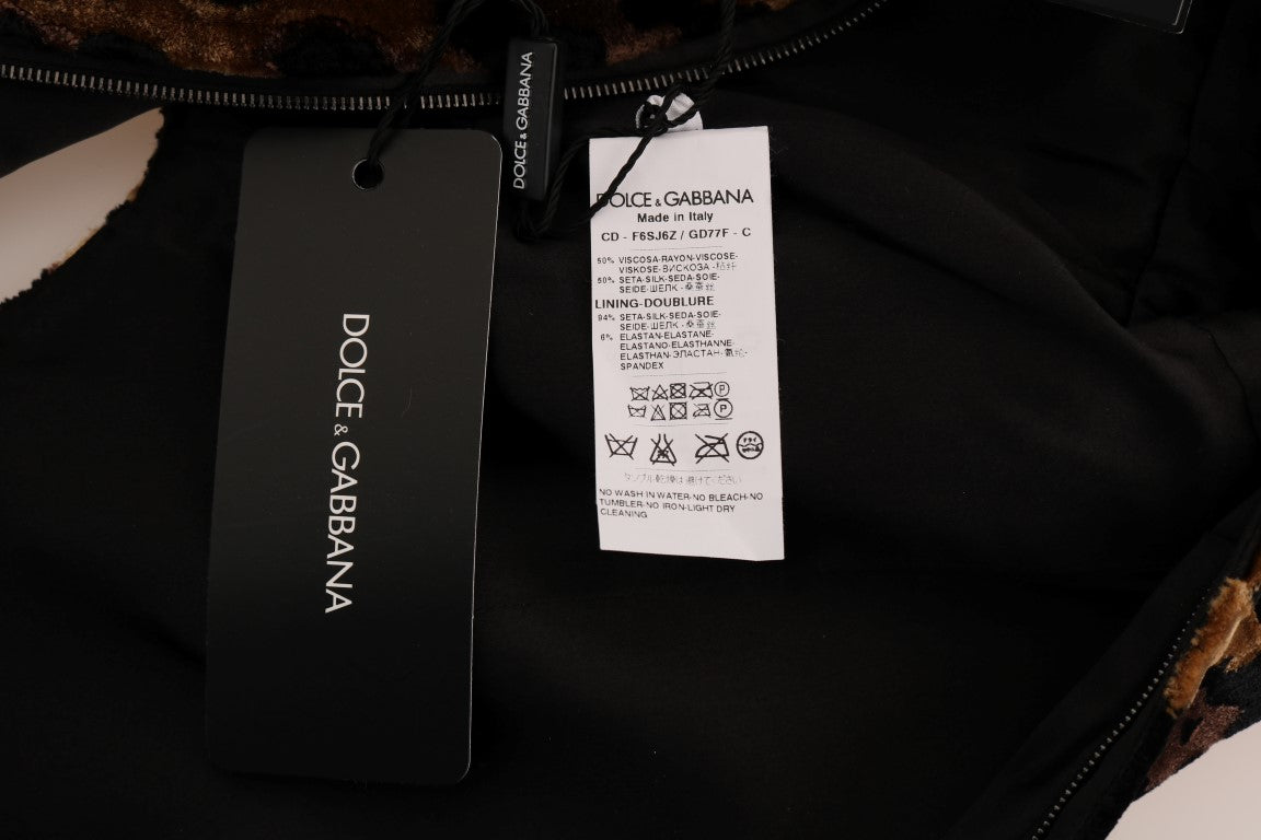 Dolce & Gabbana мини рокля-калъф с леопард без ръкави