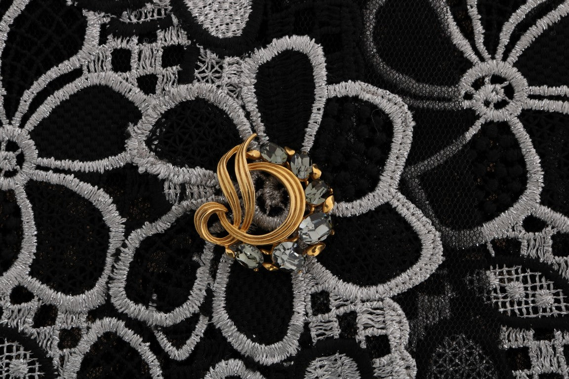 Елегантна дантелена мини пола Dolce & Gabbana с кристални детайли