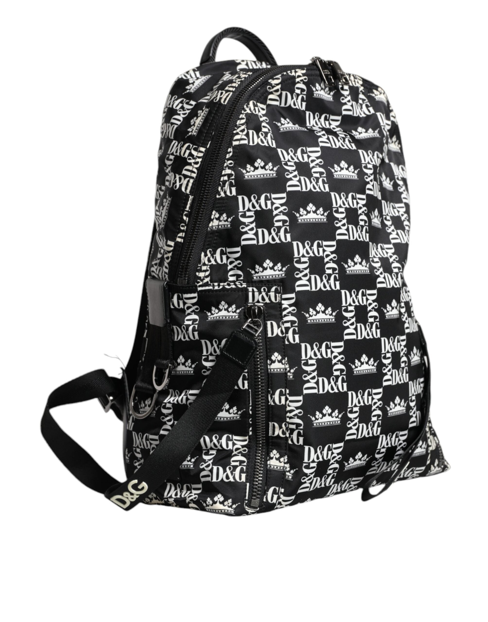 Найлонова чанта за раница Dolce & Gabbana Black White DG Crown Logo