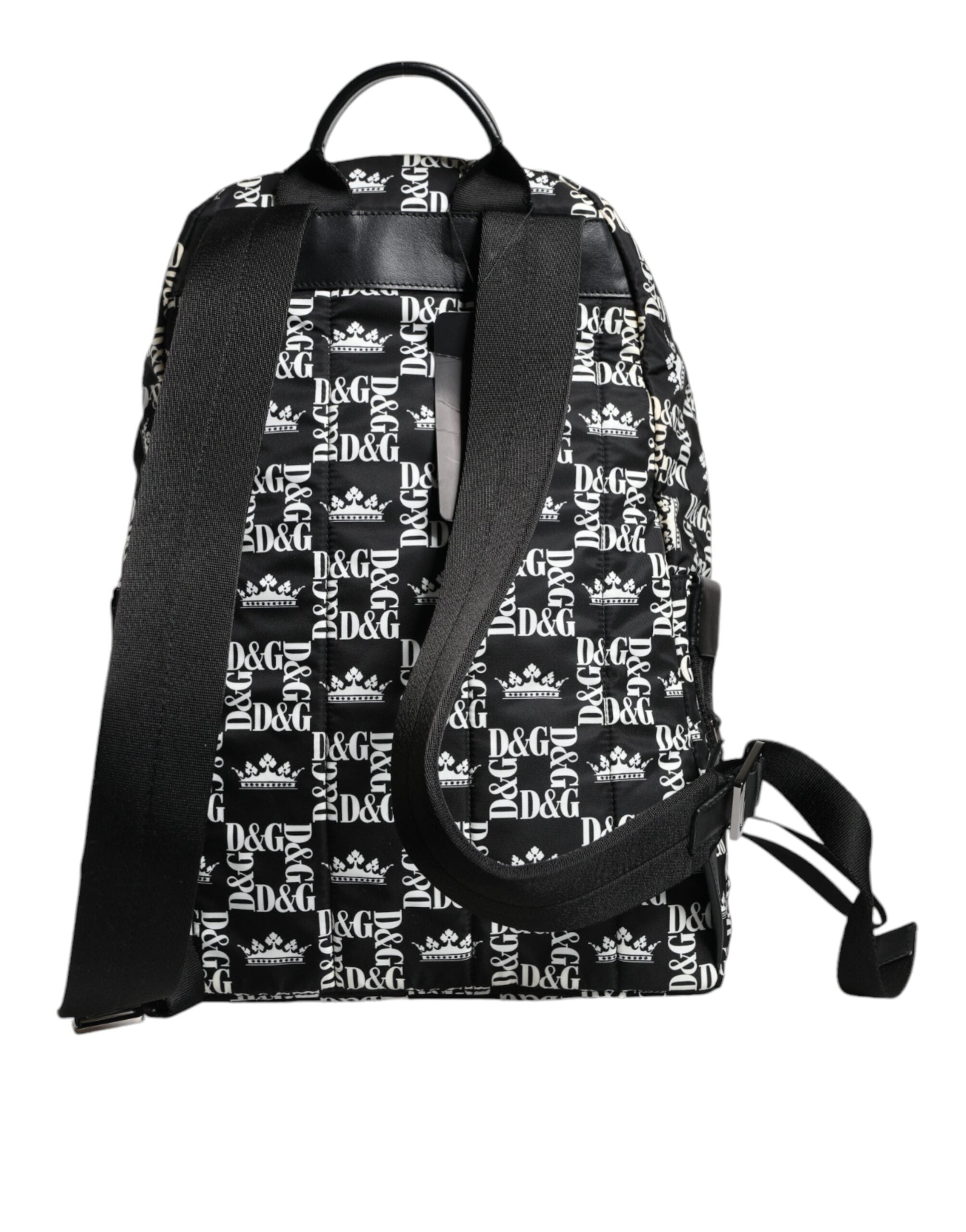 Найлонова чанта за раница Dolce & Gabbana Black White DG Crown Logo