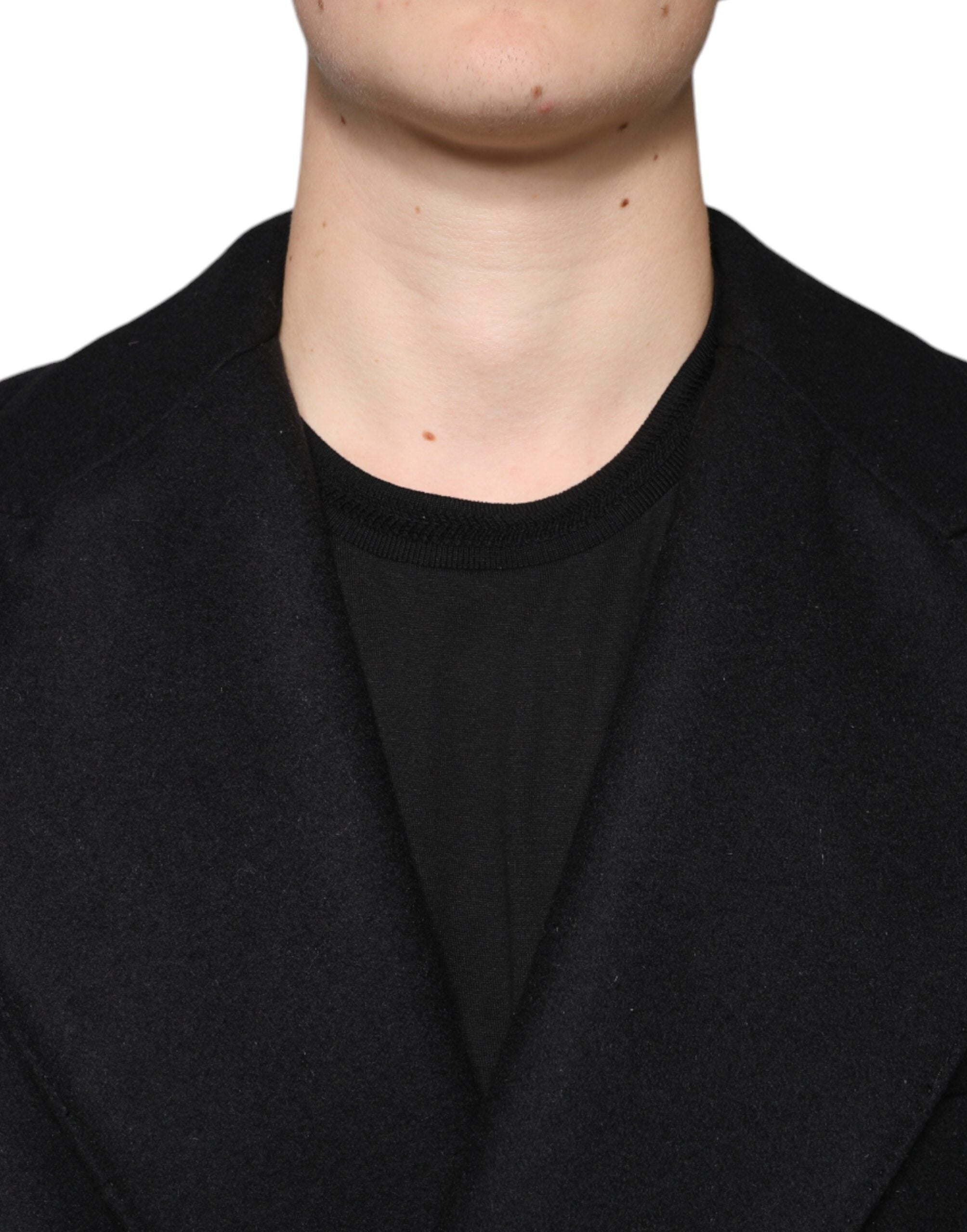 Черно вълнено мъжко яке с двуредно палто Dolce & Gabbana