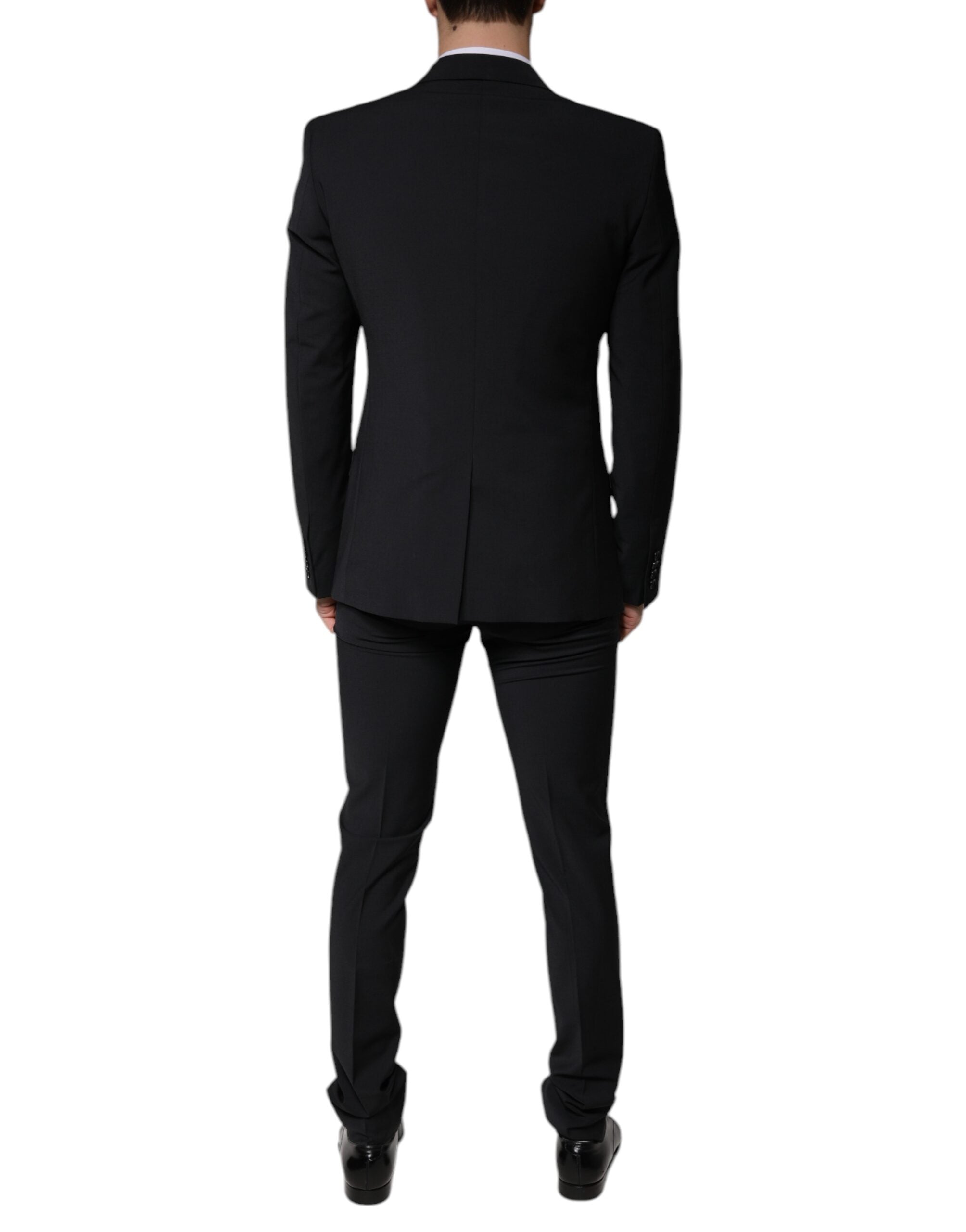 Dolce & Gabbana Черен вълнен официален мъжки костюм от 3 части Slim Fit