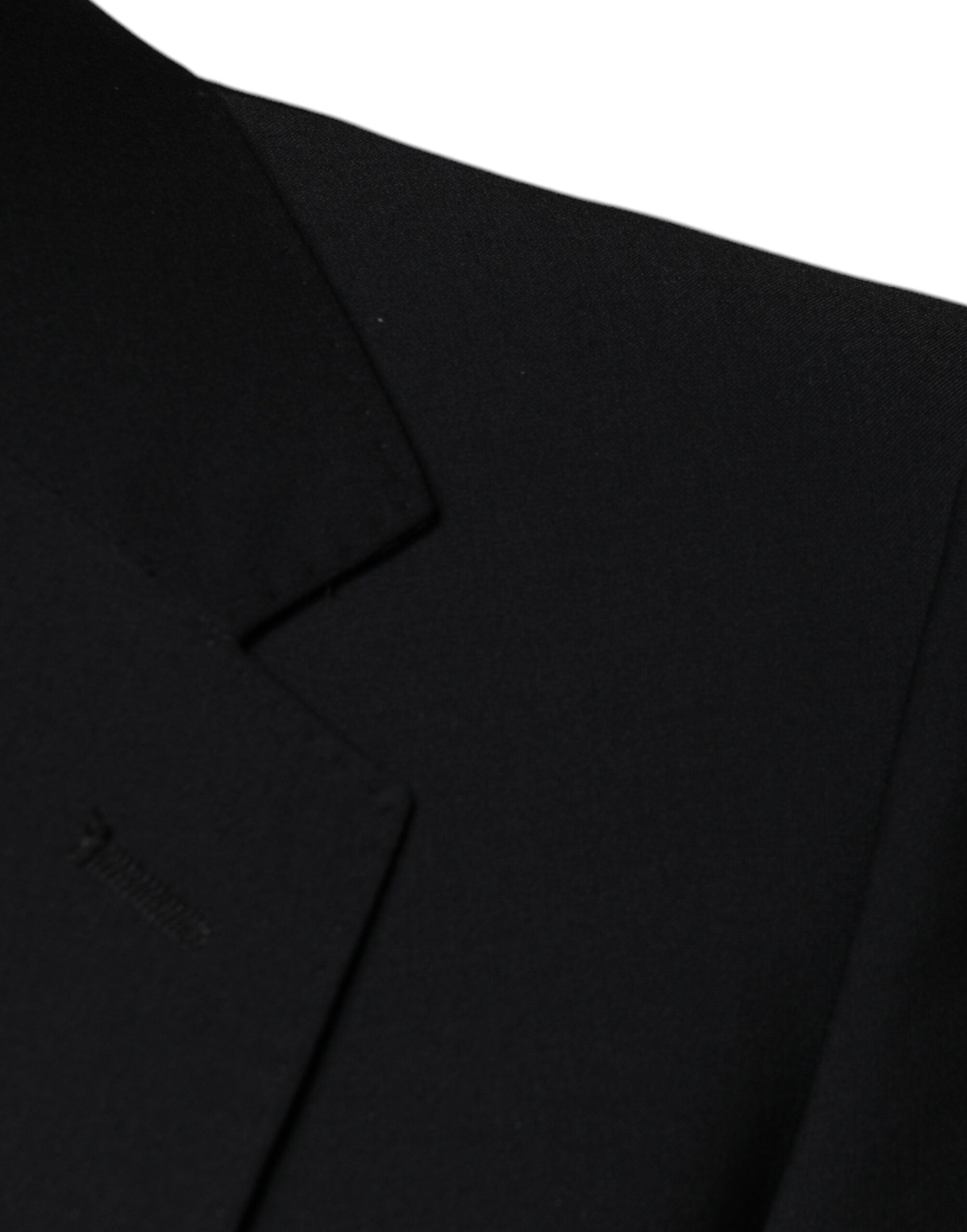 Dolce & Gabbana Черен вълнен официален мъжки костюм от 3 части Slim Fit