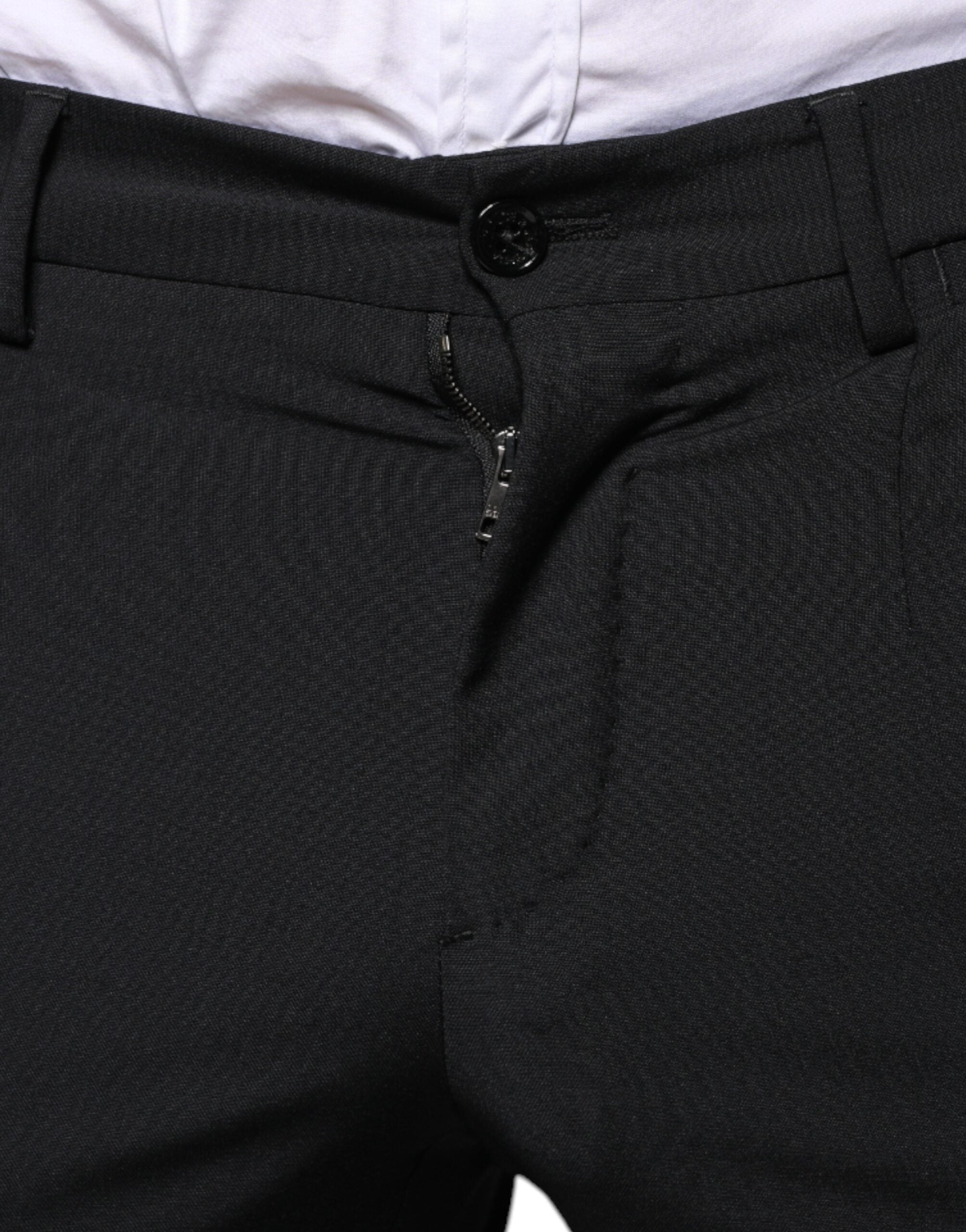 Dolce & Gabbana Черен вълнен официален мъжки костюм от 3 части Slim Fit