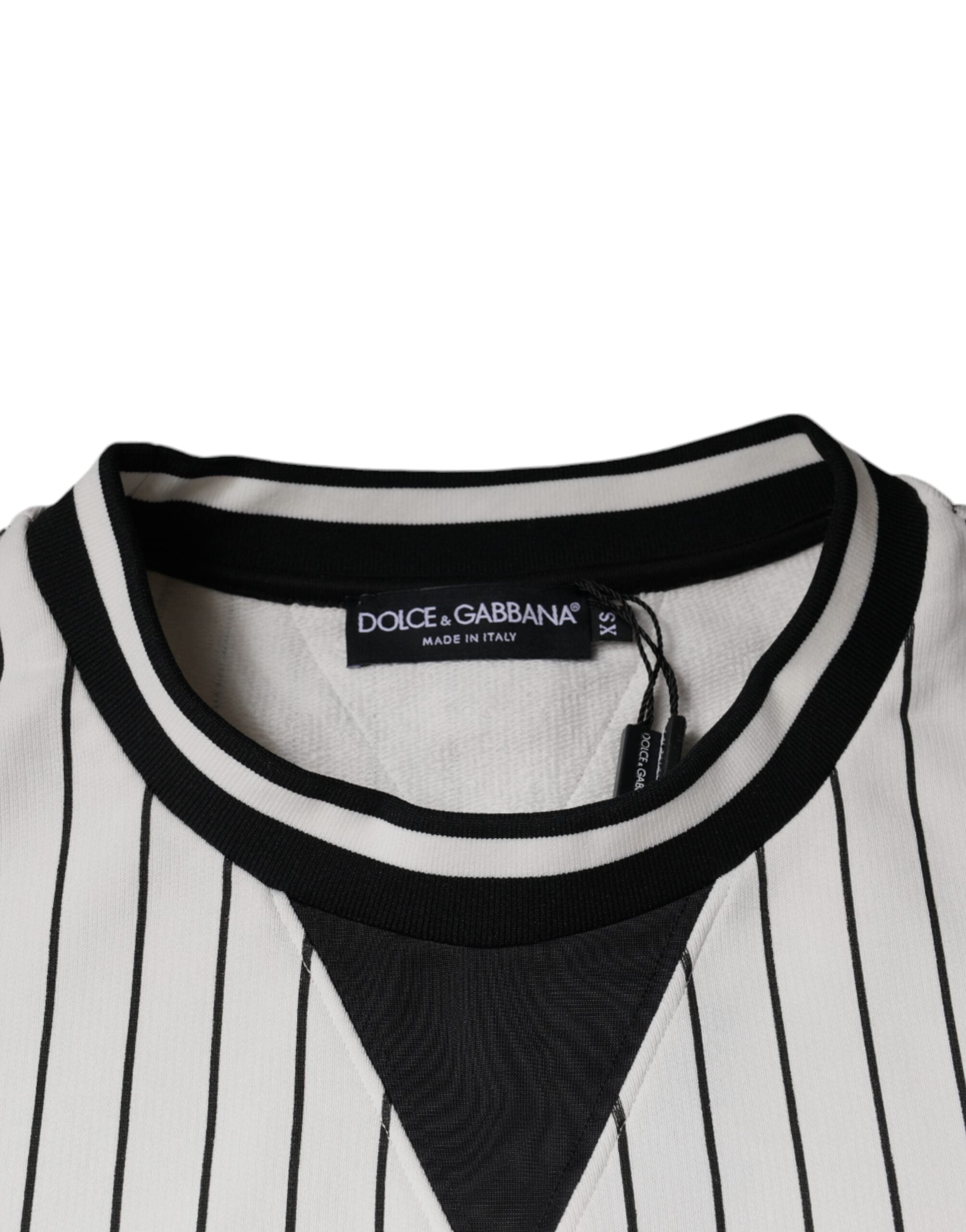 Пуловер с лого на черно-бели ивици Dolce & Gabbana