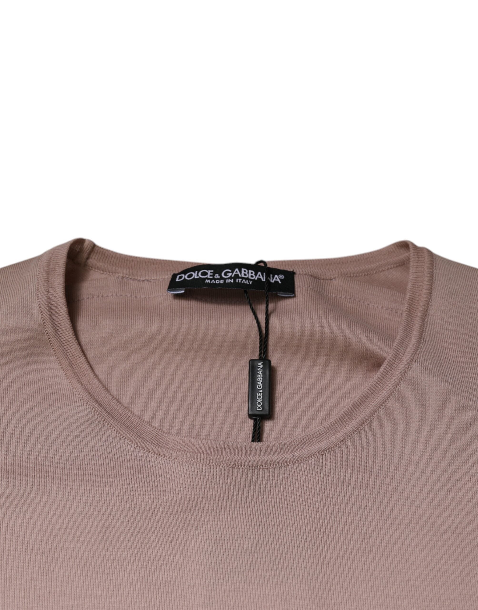Кафява памучна тениска с къси ръкави и кръгло деколте Dolce & Gabbana
