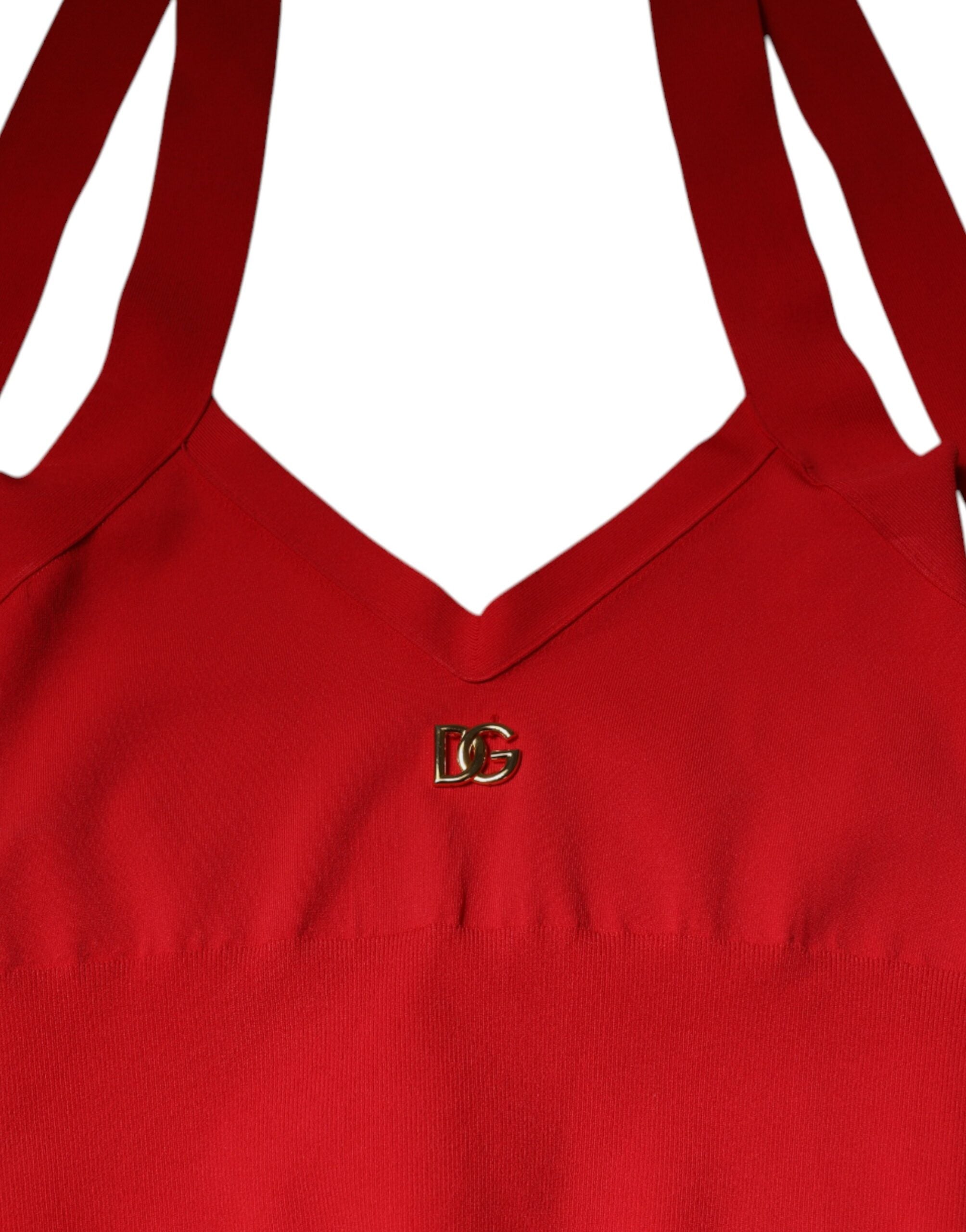 Червен потник от вискоза без ръкави Dolce & Gabbana