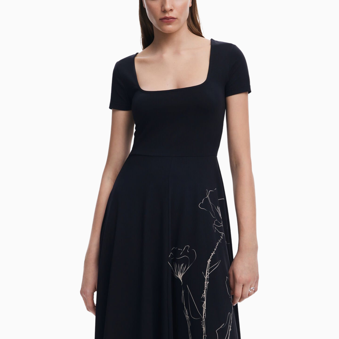 Дамска черна рокля Desigual 25SWVK09