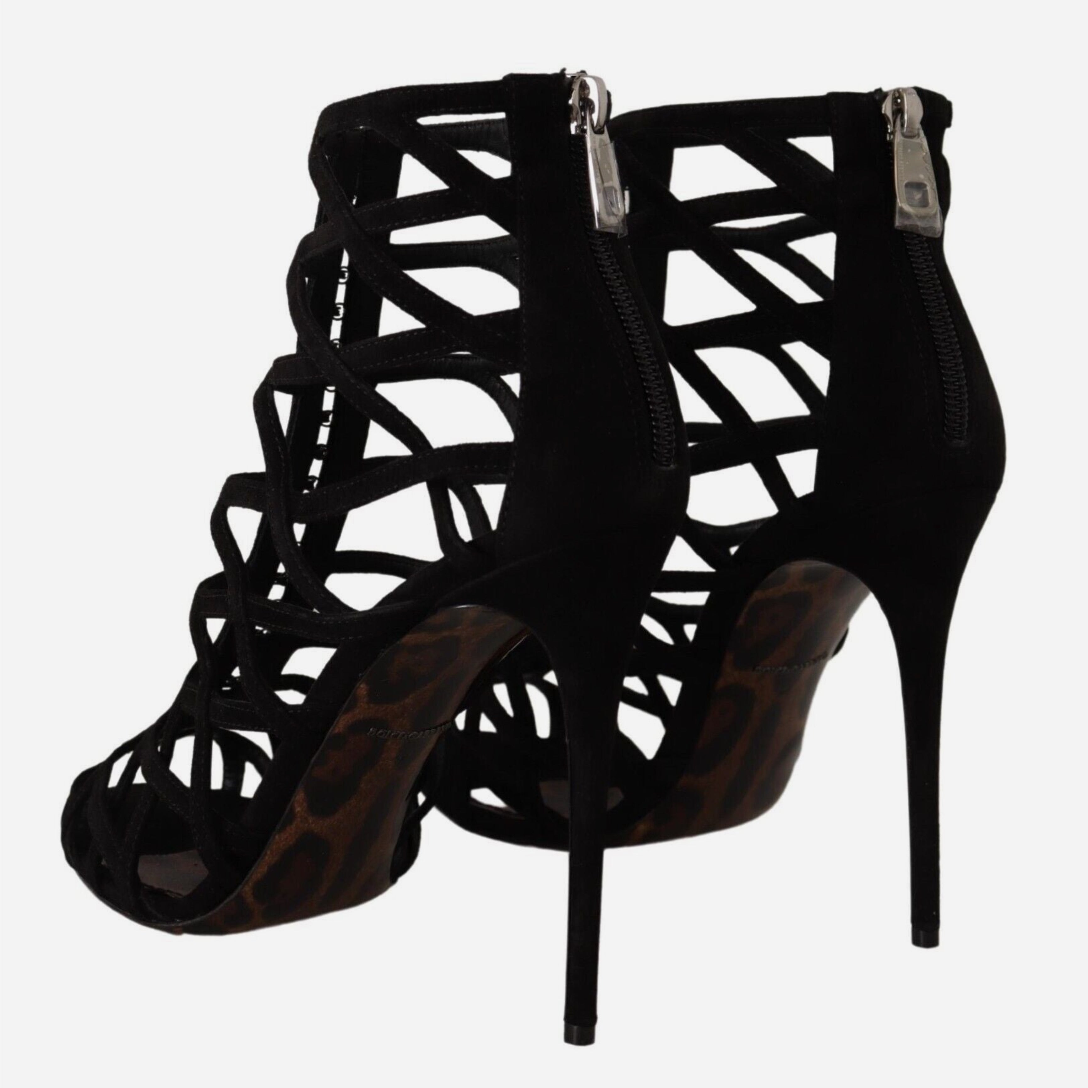 Дамски луксозни велурени сандали на висок ток в черно DOLCE & GABBANA
Women’s Luxury Black Suede Heels Sandals