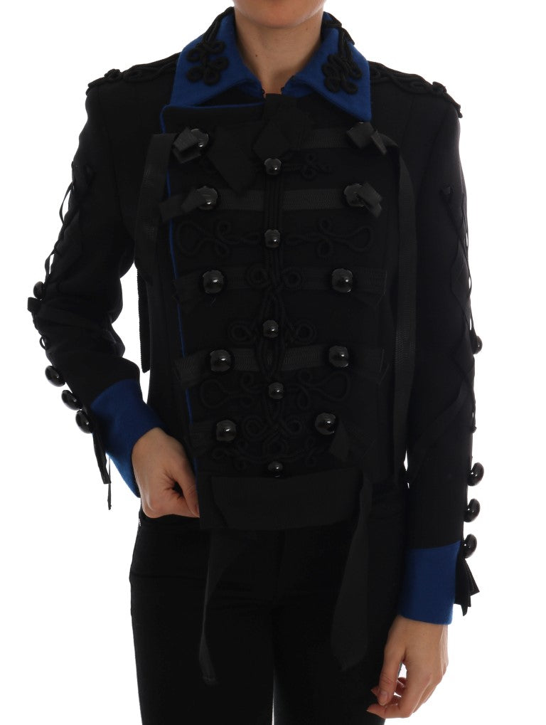 Dolce & Gabbana Chic Black & Blue Short Trench яке