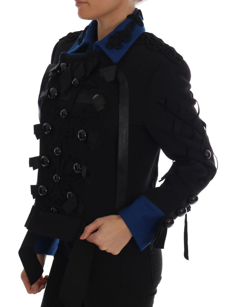 Dolce & Gabbana Chic Black & Blue Short Trench яке