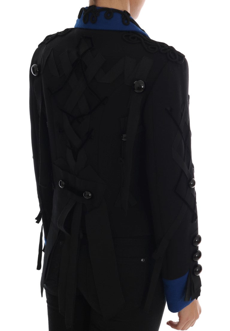 Dolce & Gabbana Chic Black & Blue Short Trench яке
