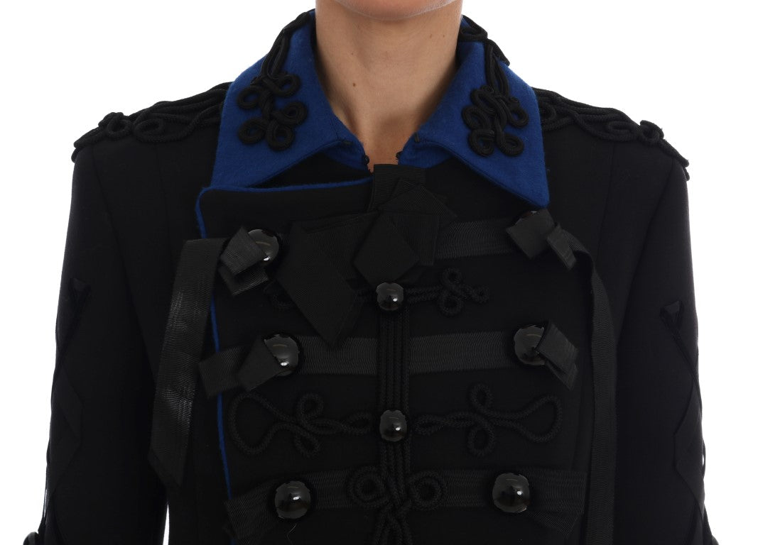 Dolce & Gabbana Chic Black & Blue Short Trench яке
