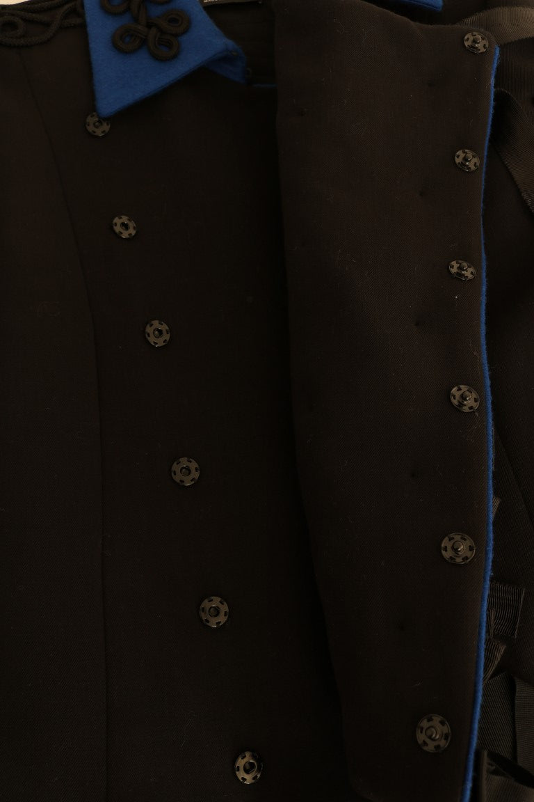 Dolce & Gabbana Chic Black & Blue Short Trench яке