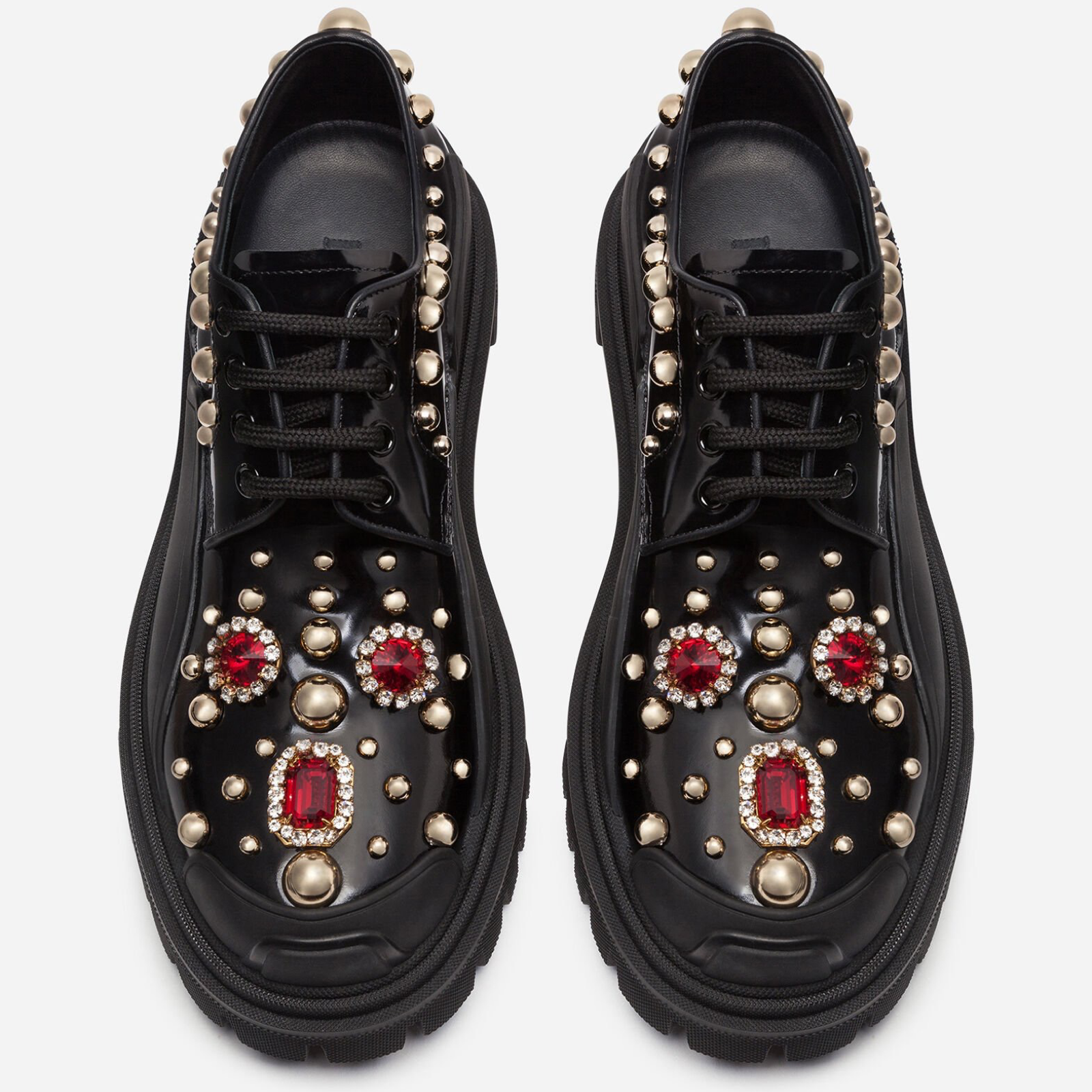 Dolce & Gabbana Jeweled Crystals Women Derby Shoes Top View