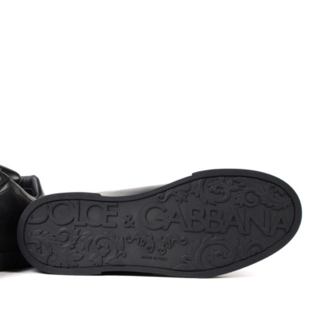 Мъжки черни кецове Dolce & Gabbana
Elegant Portofino Leather Sneakers - Black Multicolor