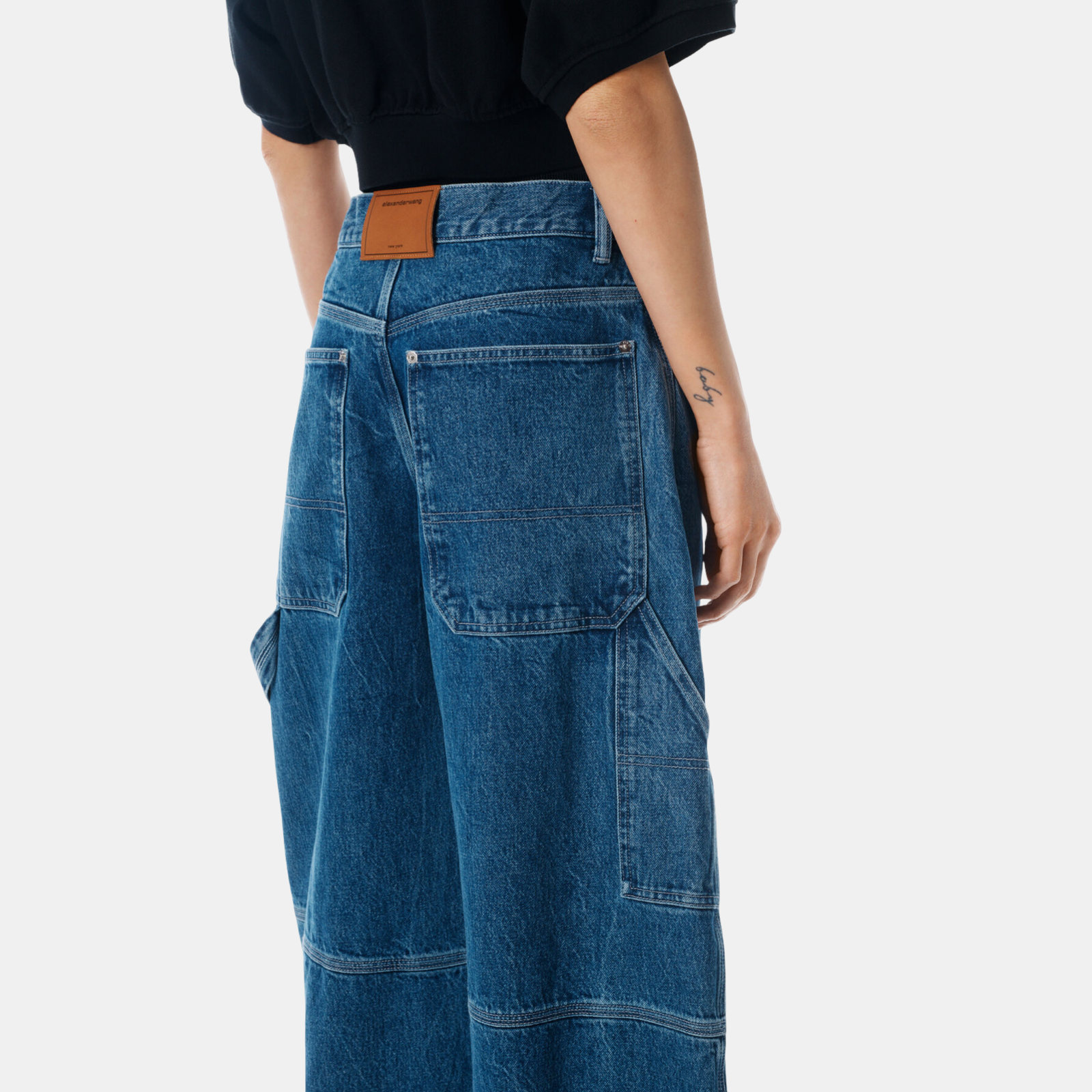 Alexander Wang Pre-Styled Mid-Rise Jeans 4DC1264967401 Back View